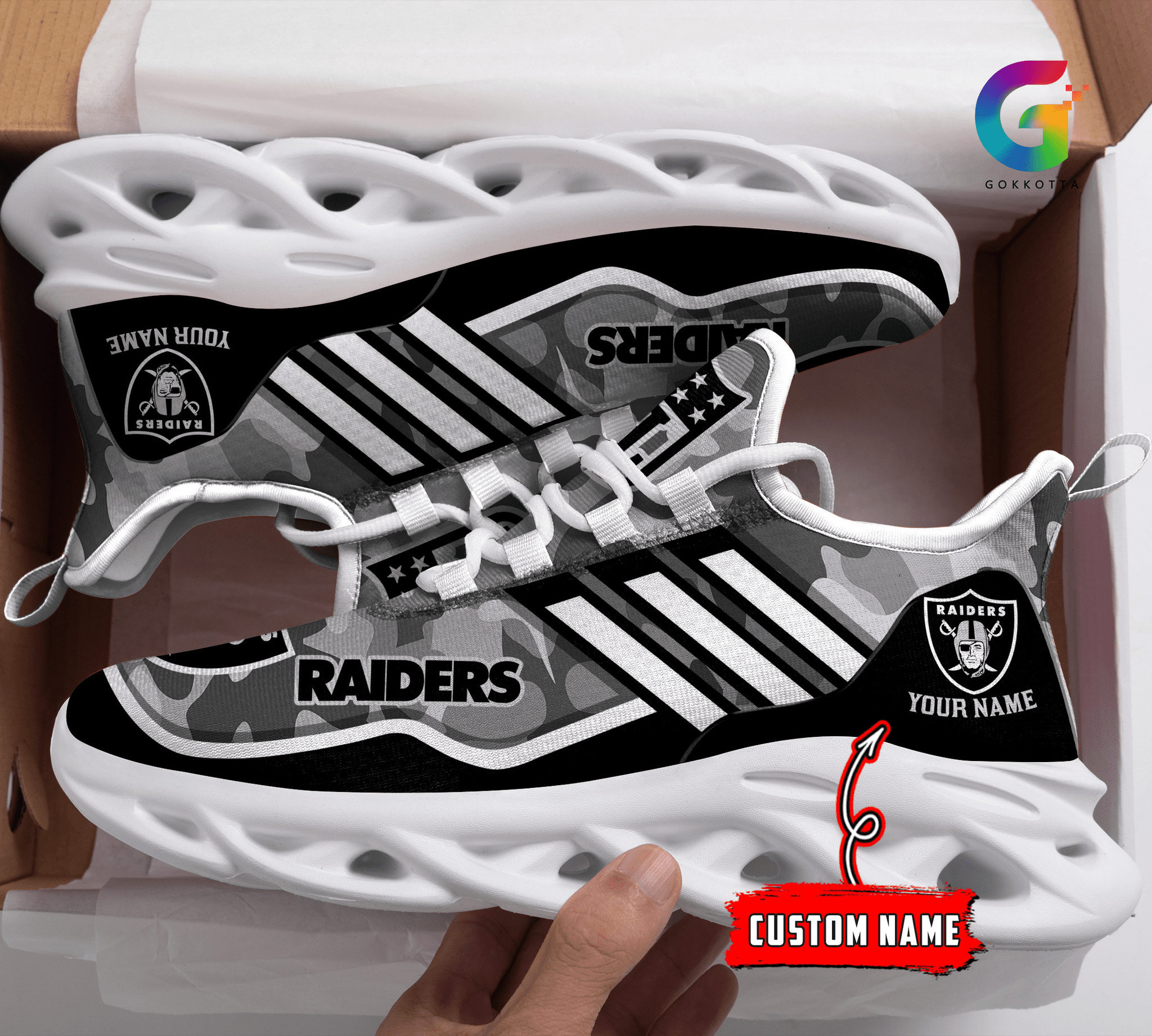 Personalized Las Vegas Raiders Max Soul Shoes Sneakers for Men And Women – NFL Football Fan Shoes, Team Sneakers - Image 4