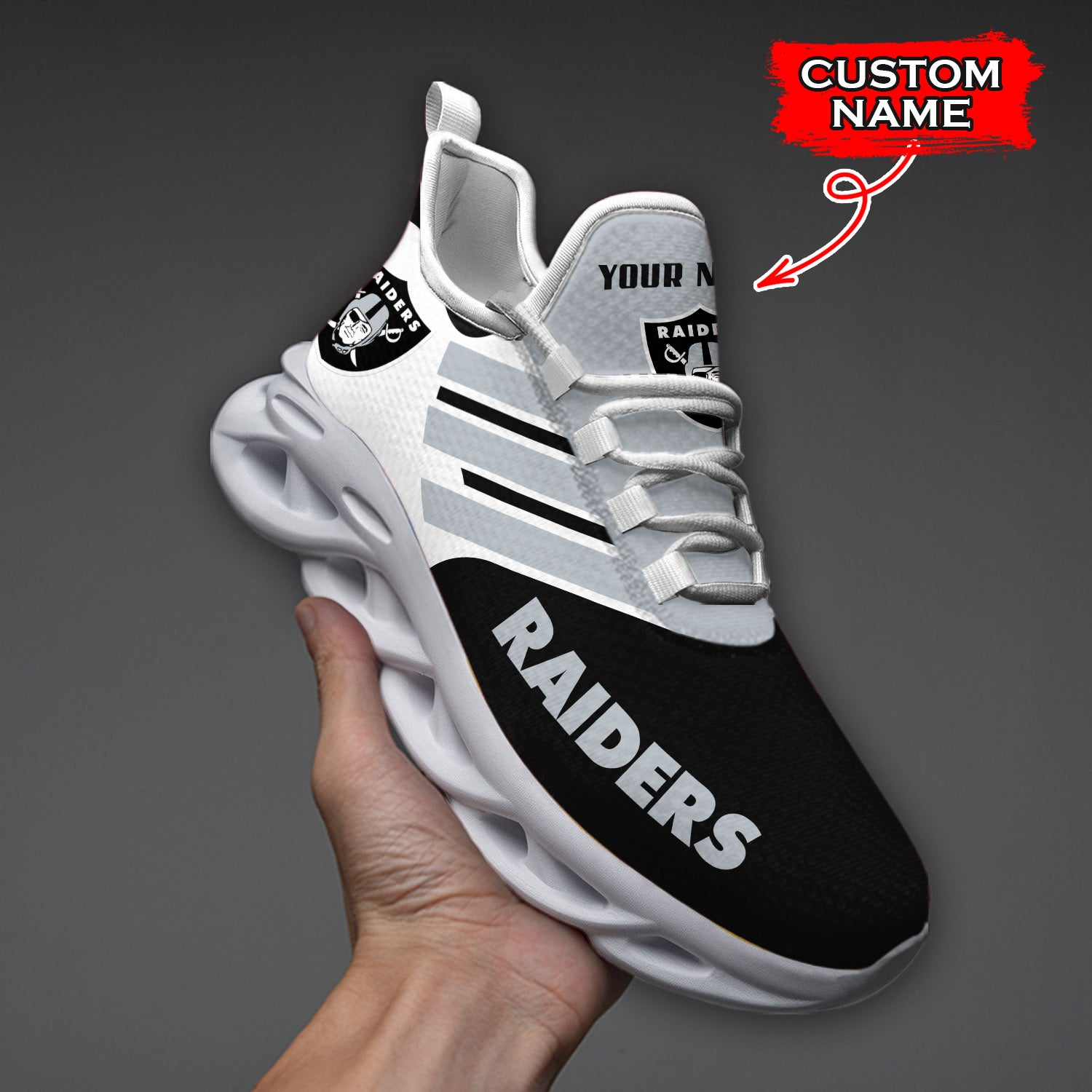 Personalized Las Vegas Raiders NFL Max Soul Shoes Sneakers for Men And Women – NFL Football Fan Shoes, Team Sneakers