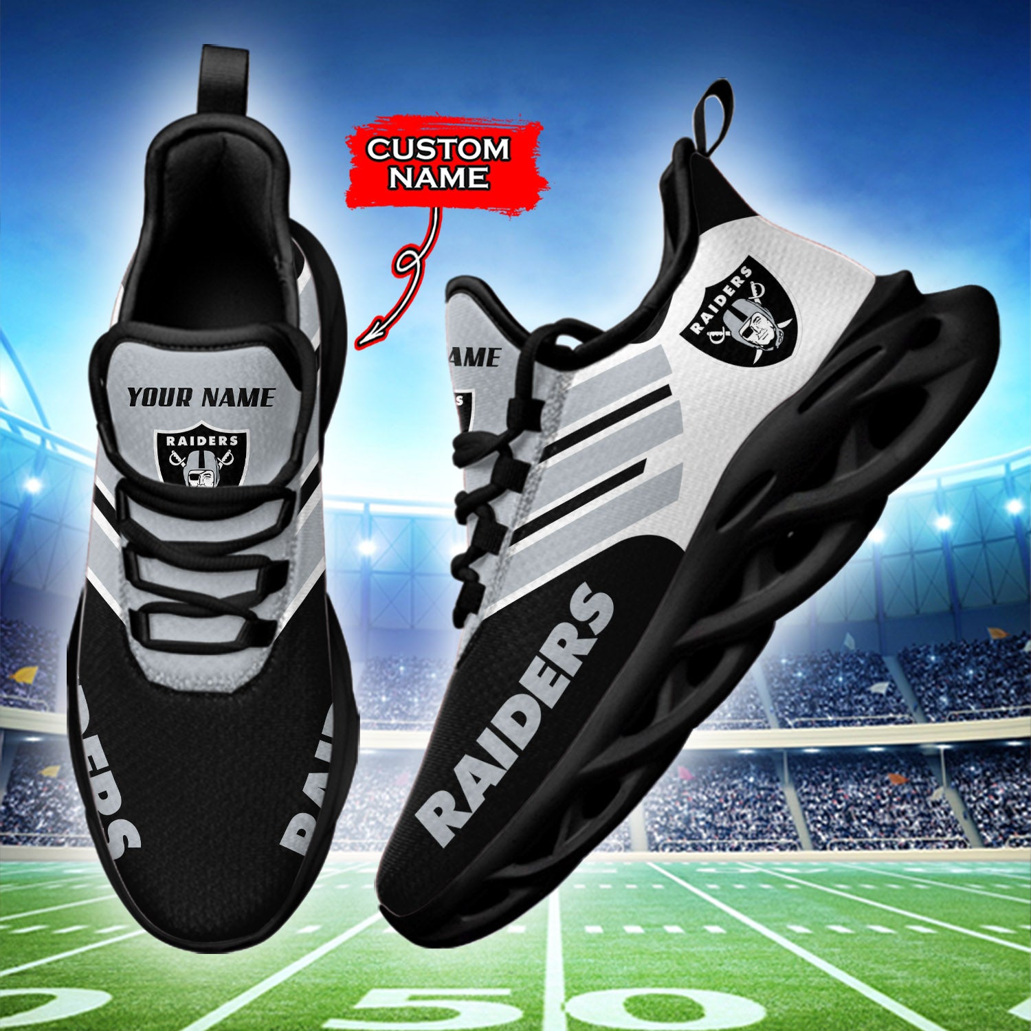 Personalized Las Vegas Raiders NFL Max Soul Shoes Sneakers for Men And Women – NFL Football Fan Shoes, Team Sneakers - Image 3