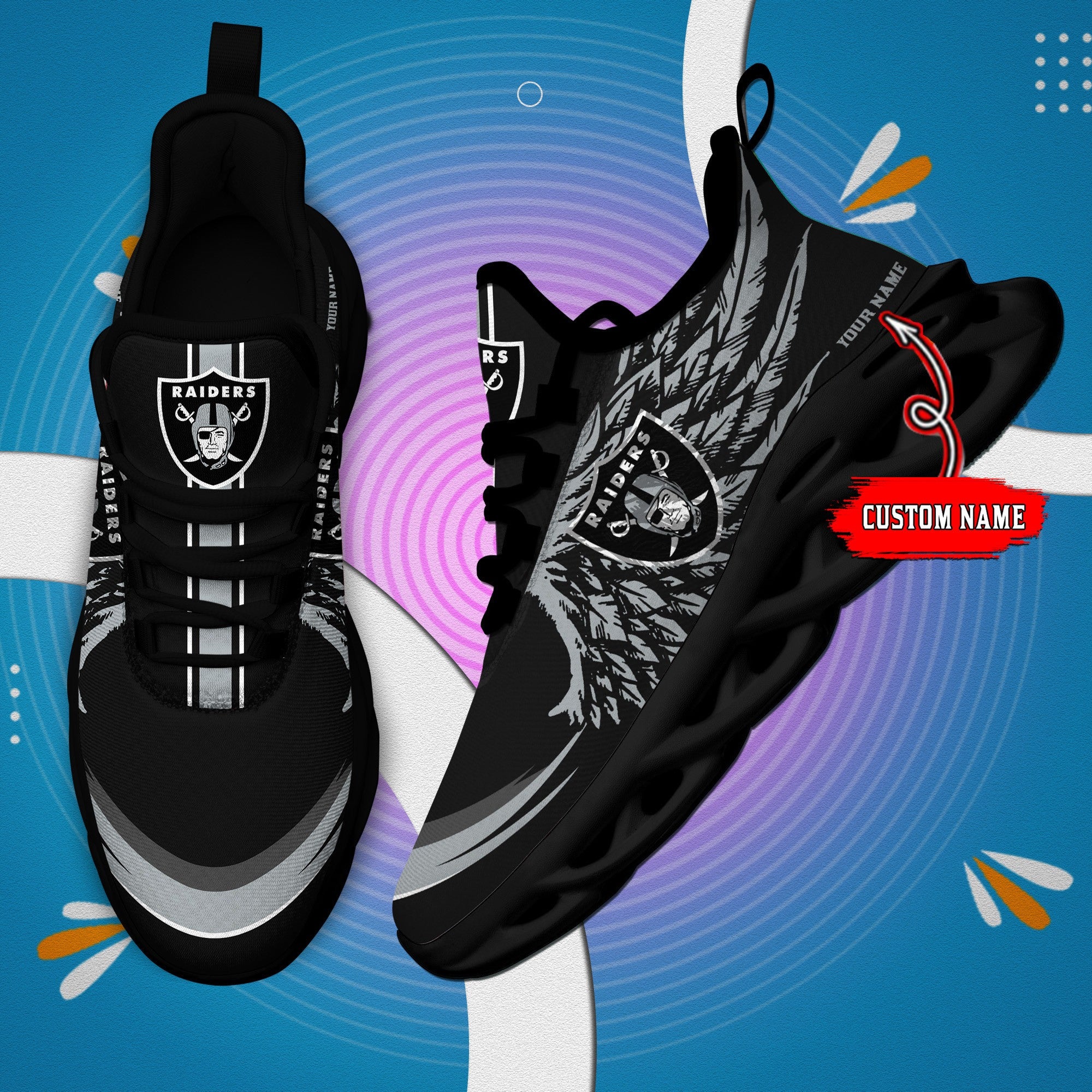 Personalized Las Vegas Raiders NFL Max Soul Shoes Sneakers for Men And Women – NFL Football Fan Shoes, Team Sneakers - Image 3