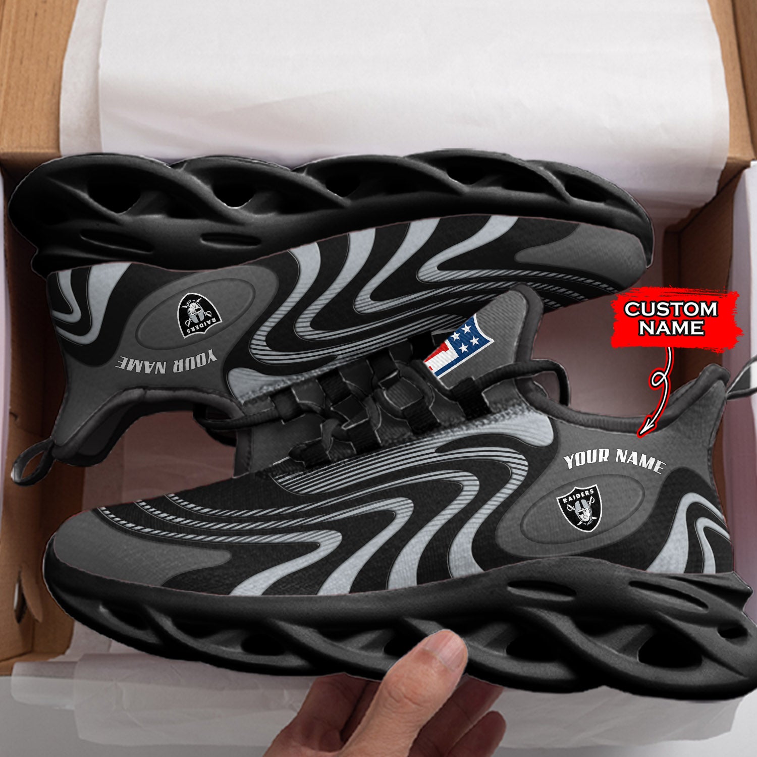 Personalized Las Vegas Raiders NFL Max Soul Shoes Sneakers for Men And Women – NFL Football Fan Shoes, Team Sneakers - Image 4