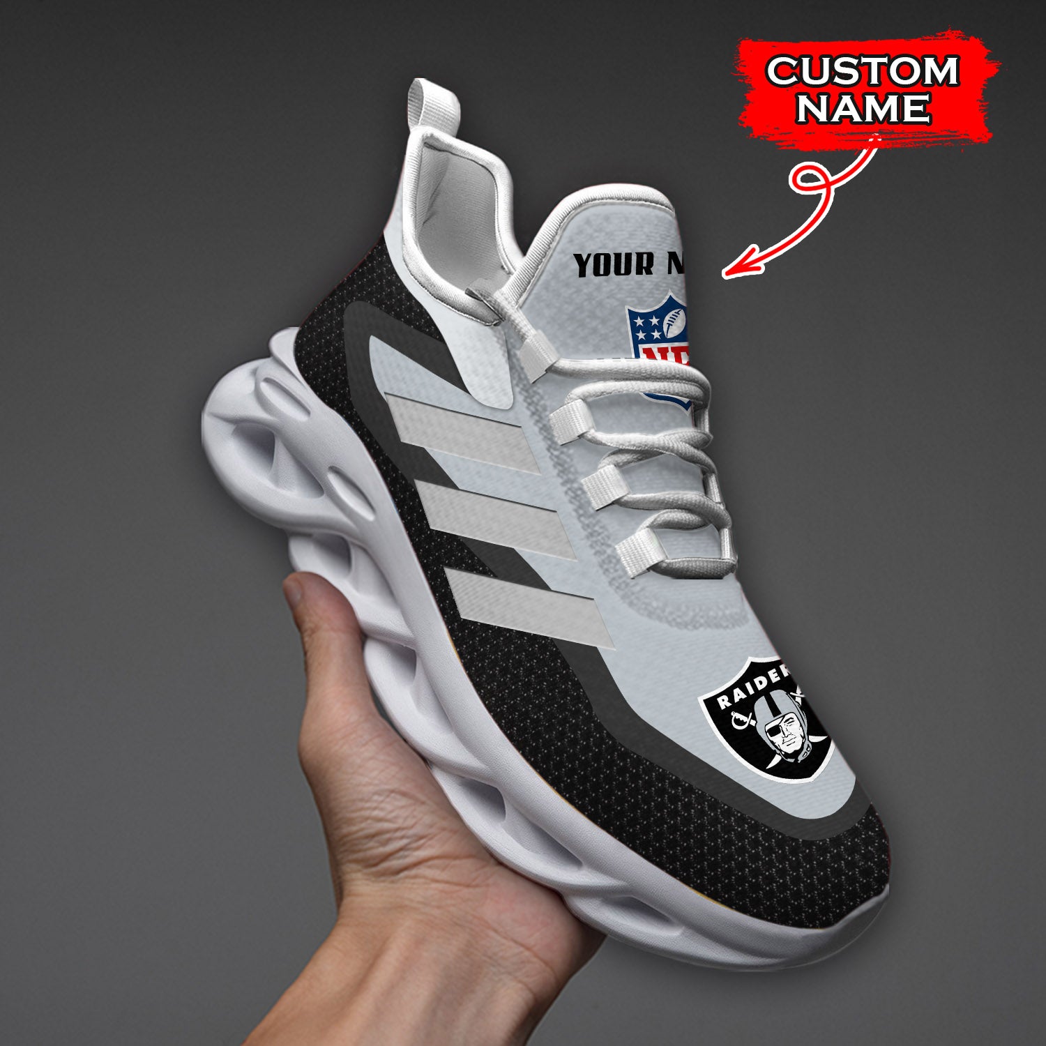 Personalized Las Vegas Raiders NFL Max Soul Shoes Sneakers for Men And Women – NFL Football Fan Shoes, Team Sneakers