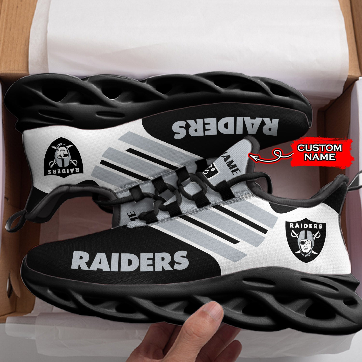 Personalized Las Vegas Raiders NFL Max Soul Shoes Sneakers for Men And Women – NFL Football Fan Shoes, Team Sneakers - Image 4