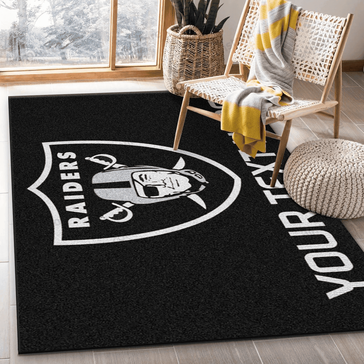 Personalized Las Vegas Raiders Personalized Accent Rug Team Logos Rectangle Area Rug – Full Print Carpet For Living Room & Bedroom Home Decor