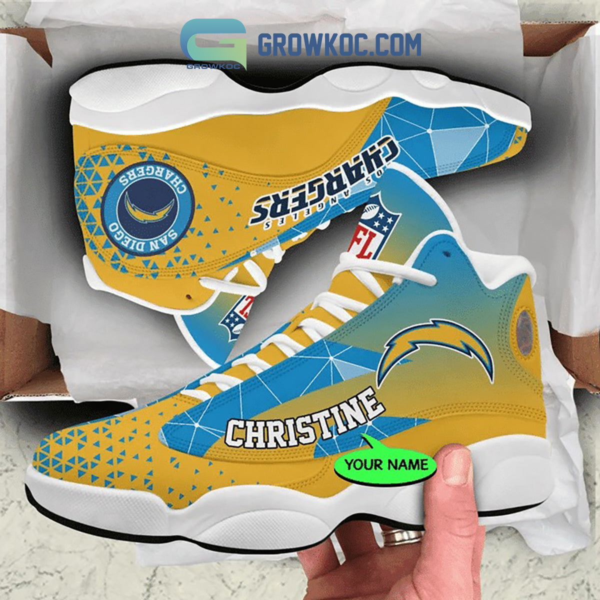 Personalized Los Angeles Chargers JD13 Sneakers Shoes for Men & Women | Custom Fan Gift
