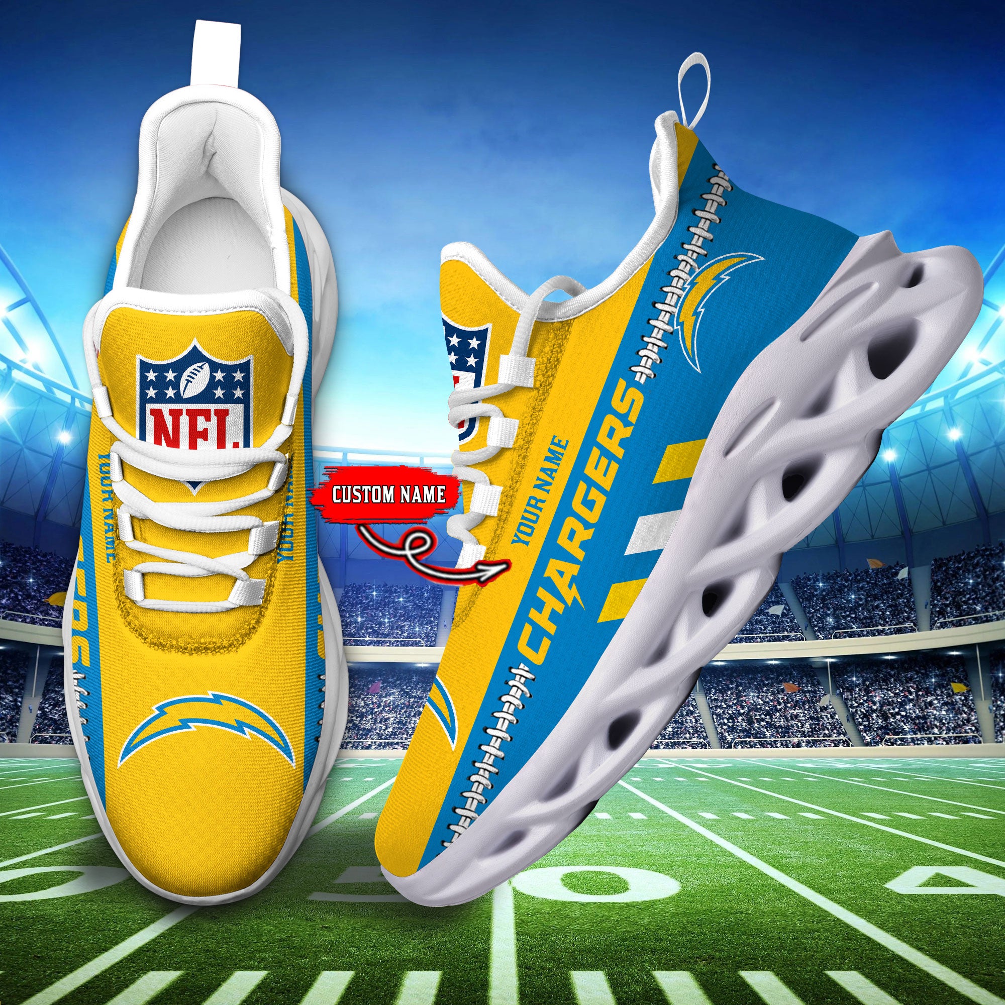 Personalized Los Angeles Chargers Max Soul Shoes Sneakers for Men And Women – NFL Football Fan Shoes, Team Sneakers - Image 5