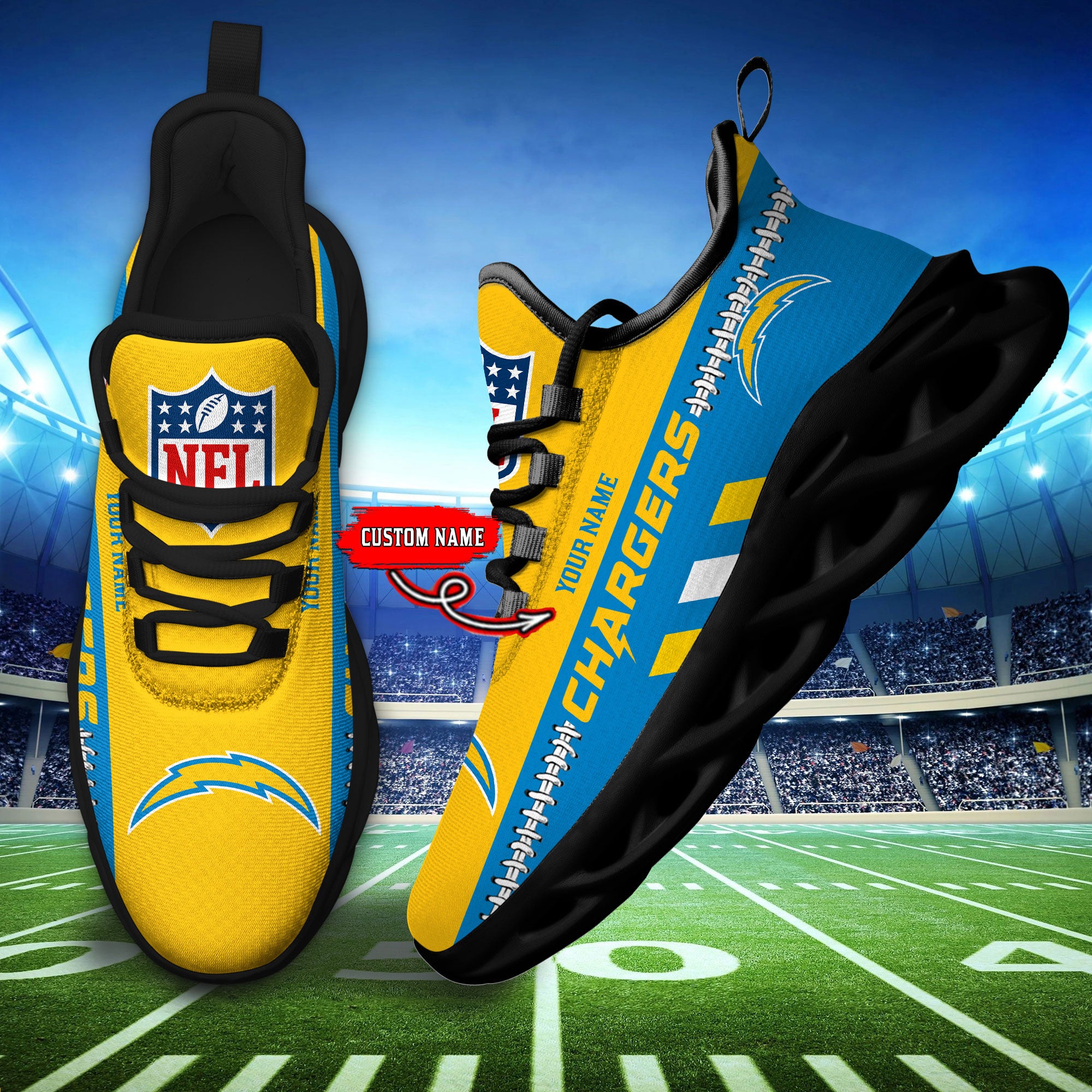 Personalized Los Angeles Chargers Max Soul Shoes Sneakers for Men And Women – NFL Football Fan Shoes, Team Sneakers - Image 4