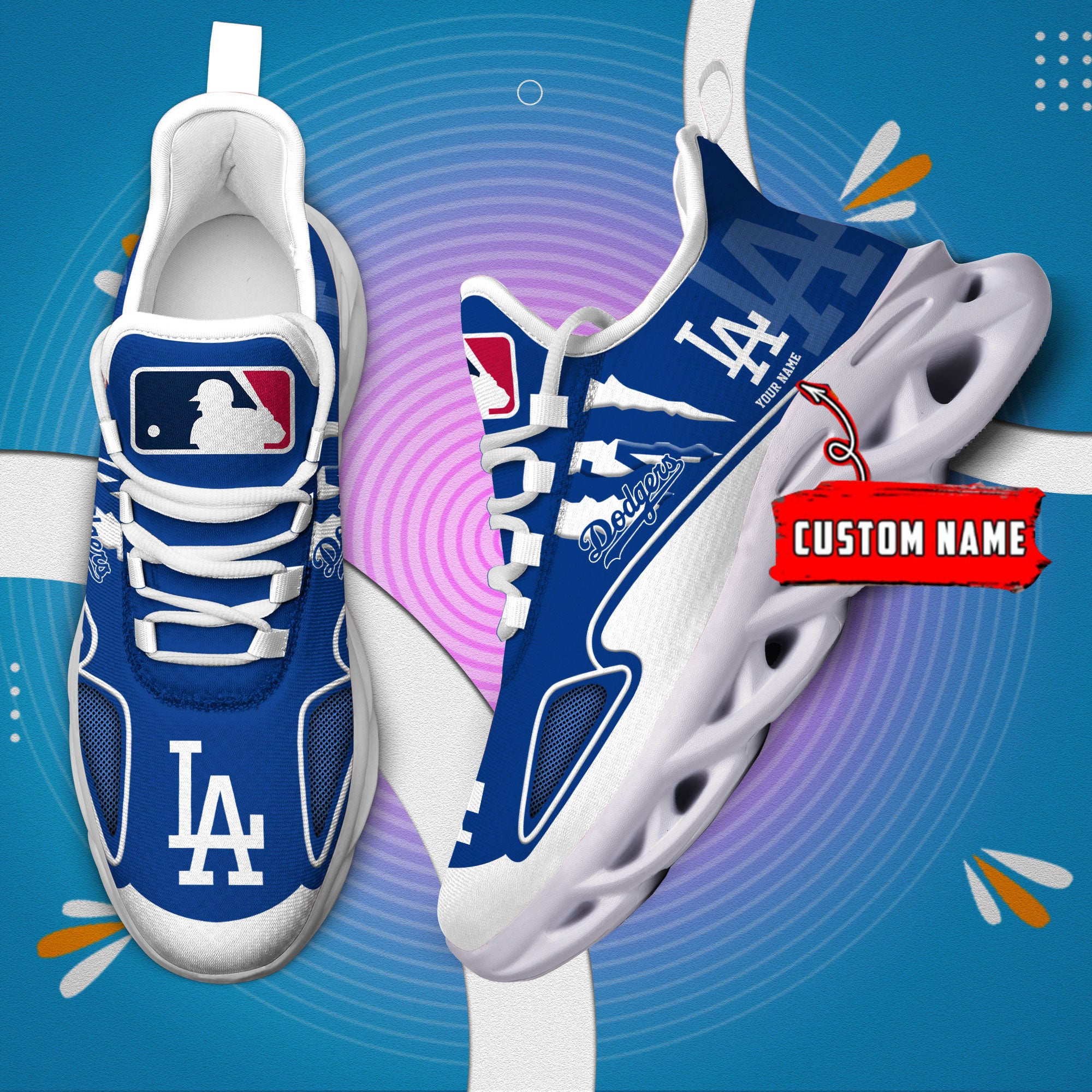 Personalized Los Angeles Dodgers Max Soul Shoes Sneakers for Men And Women – MLB Baseball Fan Shoes, Team Sneakers - Image 4