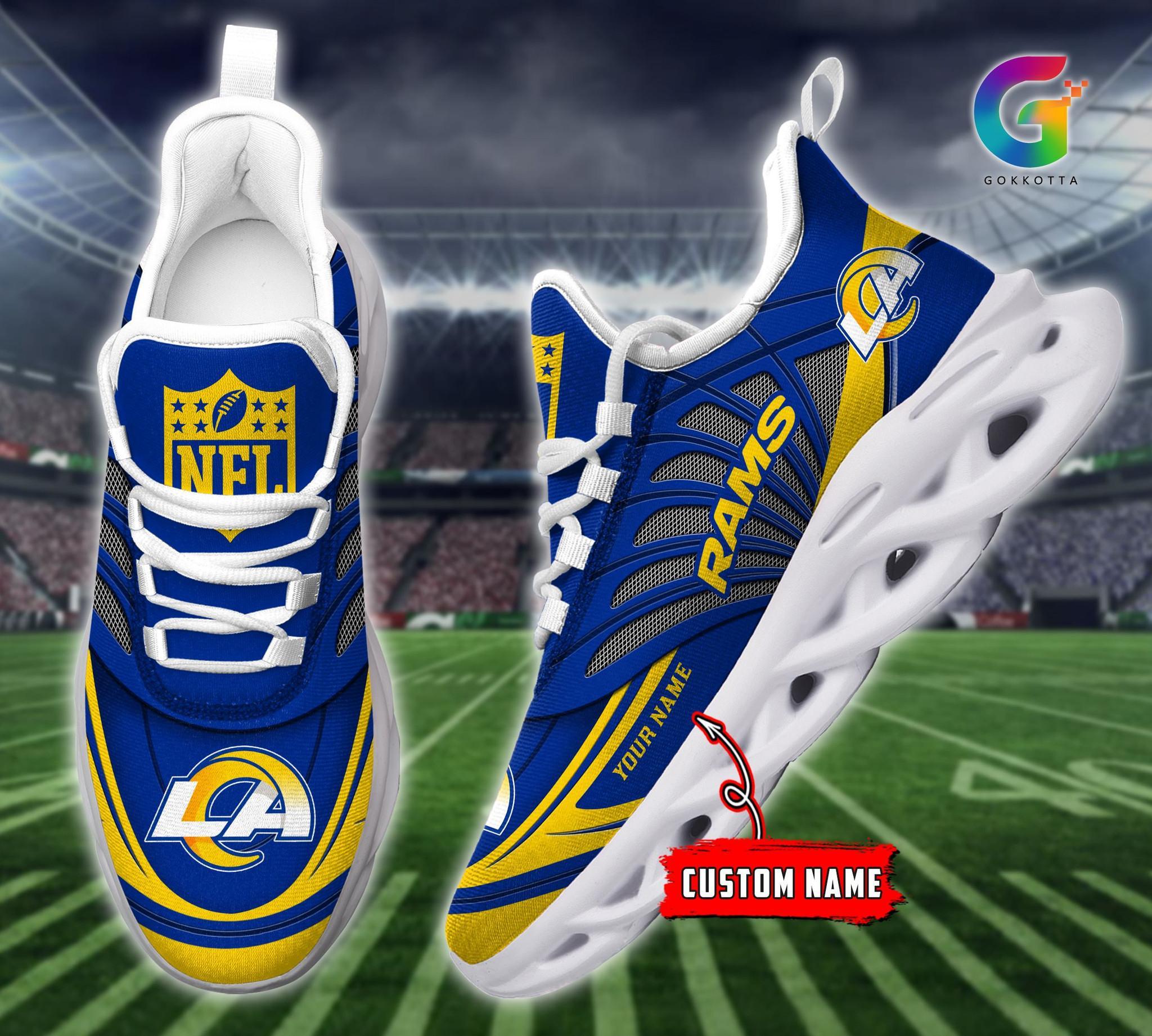 Personalized Los Angeles Rams Max Soul Shoes Sneakers for Men And Women – NFL Football Fan Shoes, Team Sneakers