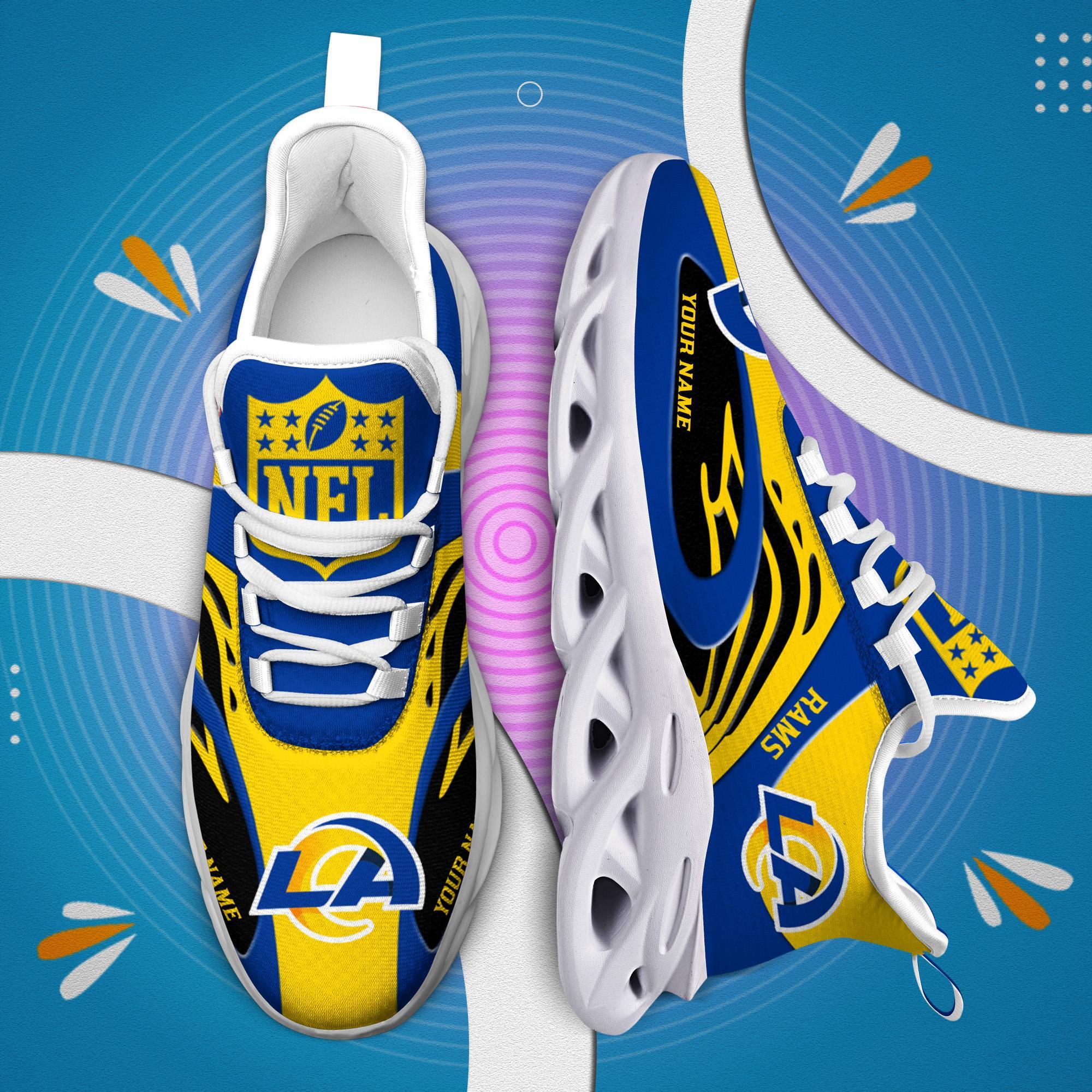 Personalized Los Angeles Rams Max Soul Shoes Sneakers for Men And Women – NFL Football Fan Shoes, Team Sneakers