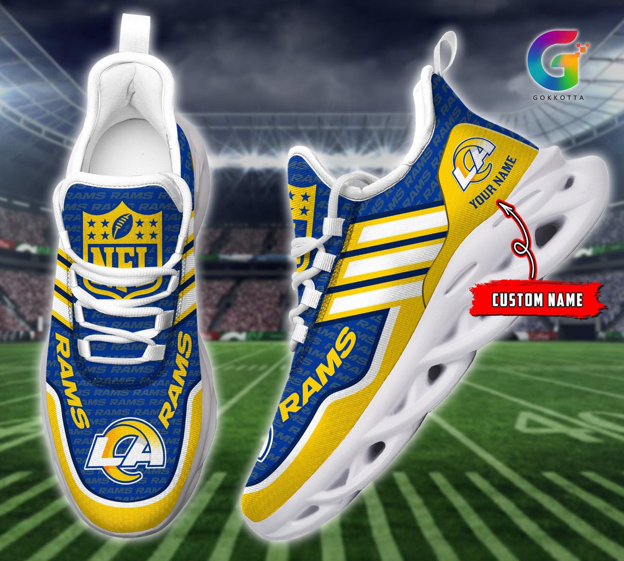 Personalized Los Angeles Rams Max Soul Shoes Sneakers for Men And Women – NFL Football Fan Shoes, Team Sneakers