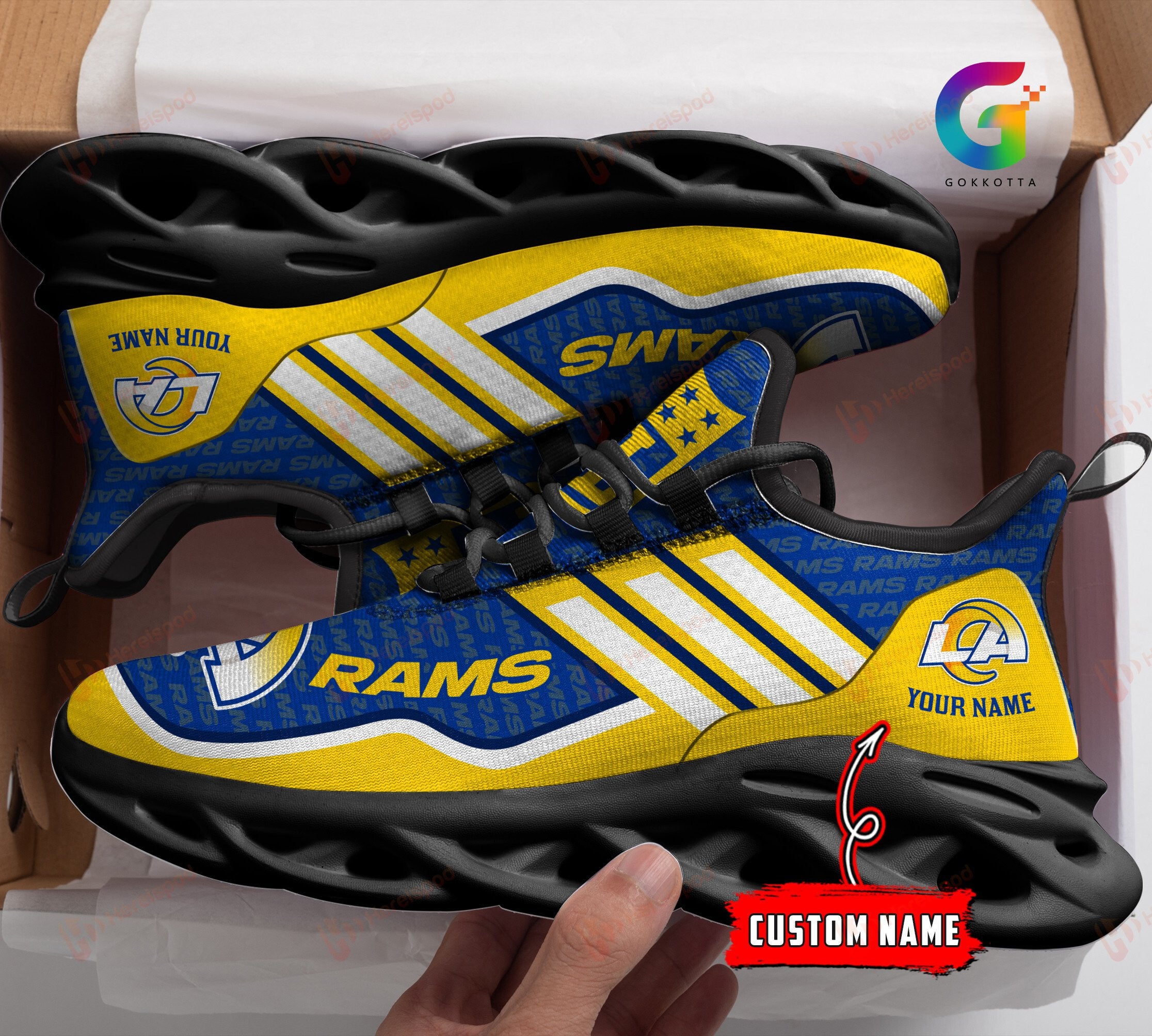 Personalized Los Angeles Rams NFL Max Soul Shoes Sneakers for Men And Women – NFL Football Fan Shoes, Team Sneakers
