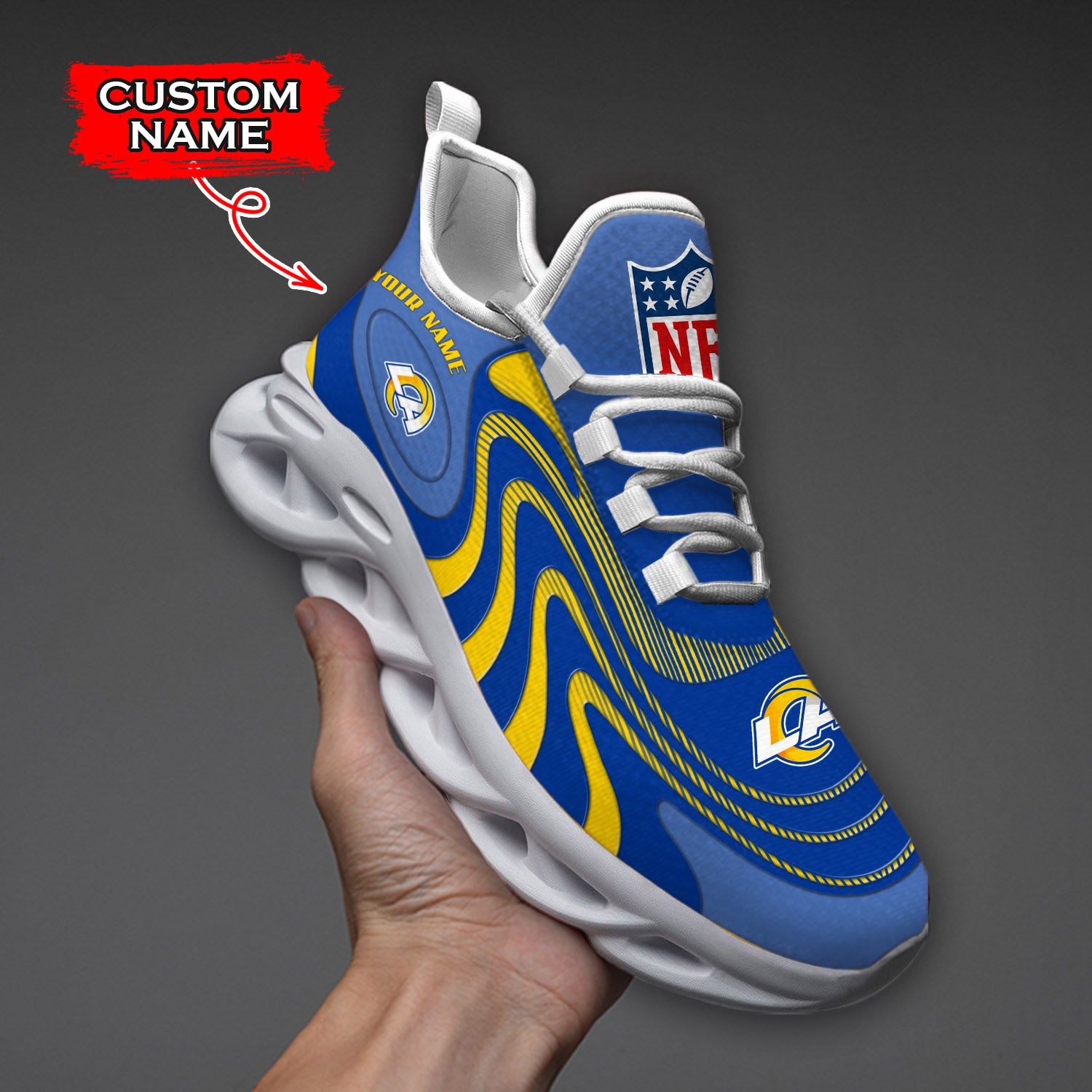 Personalized Los Angeles Rams NFL Max Soul Shoes Sneakers for Men And Women – NFL Football Fan Shoes, Team Sneakers