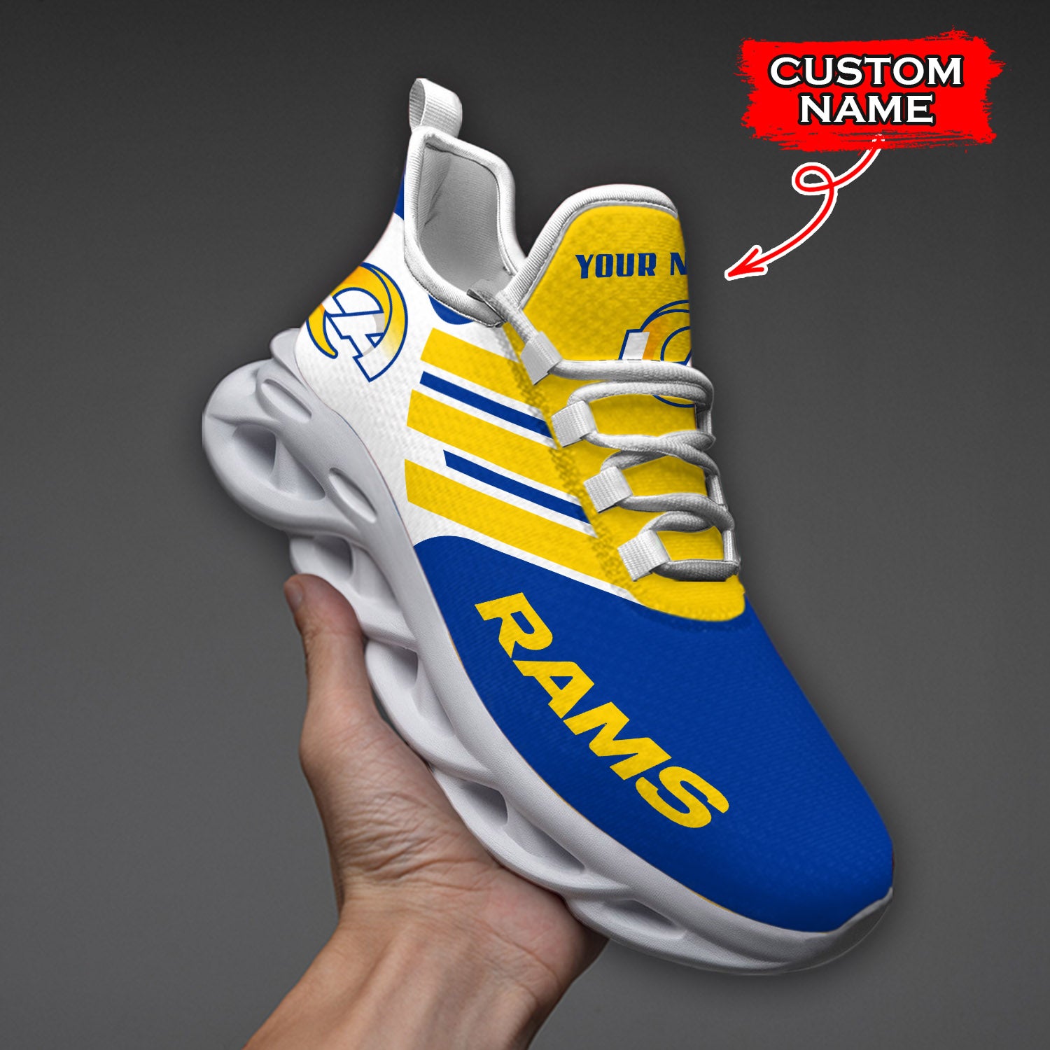 Personalized Los Angeles Rams NFL Max Soul Shoes Sneakers for Men And Women – NFL Football Fan Shoes, Team Sneakers