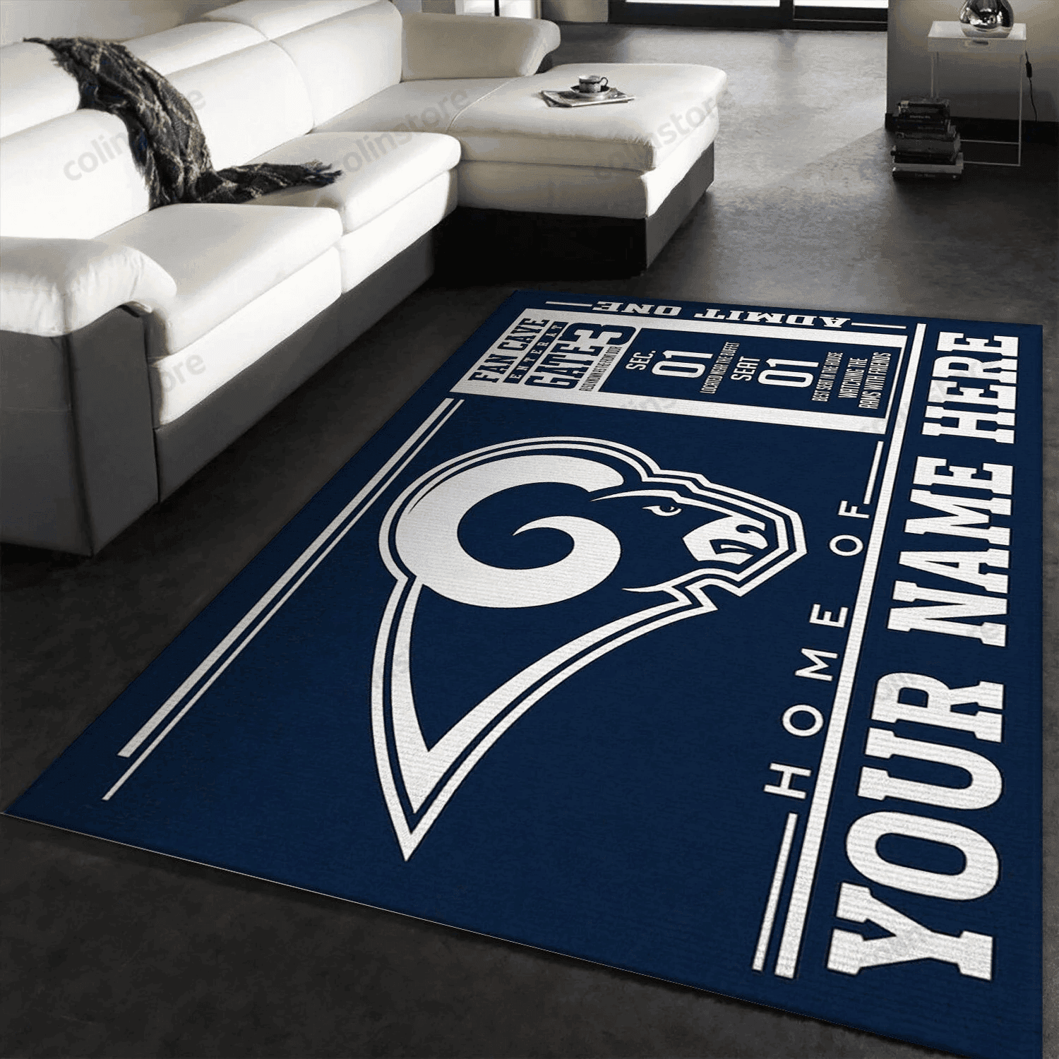 Personalized Los Angeles Rams Wincraft Personalized Team Logos Rectangle Area Rug – Full Print Carpet For Living Room & Bedroom Home Decor