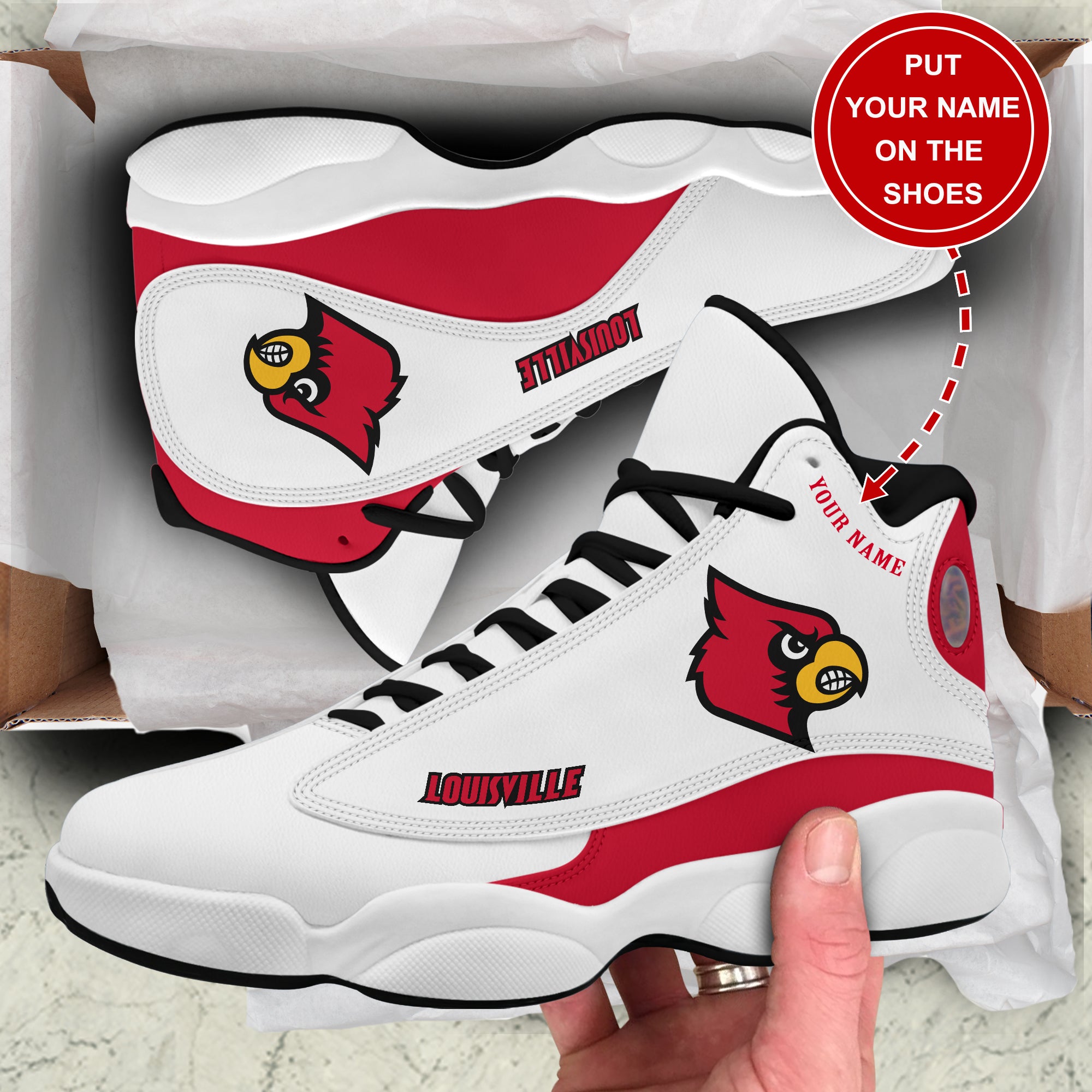 Personalized Louisville Cardinals JD13 Sneakers Shoes for Men & Women | Custom Fan Gift