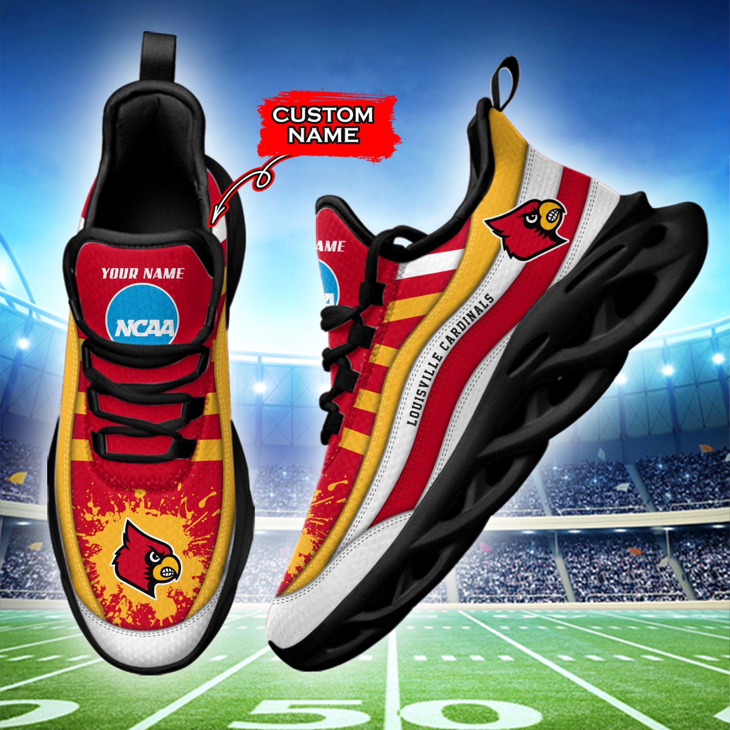 Personalized Louisville Cardinals NCAA Max Soul Shoes Sneakers for Men And Women – NCAA Fan Shoes, Team Sneakers - Image 3