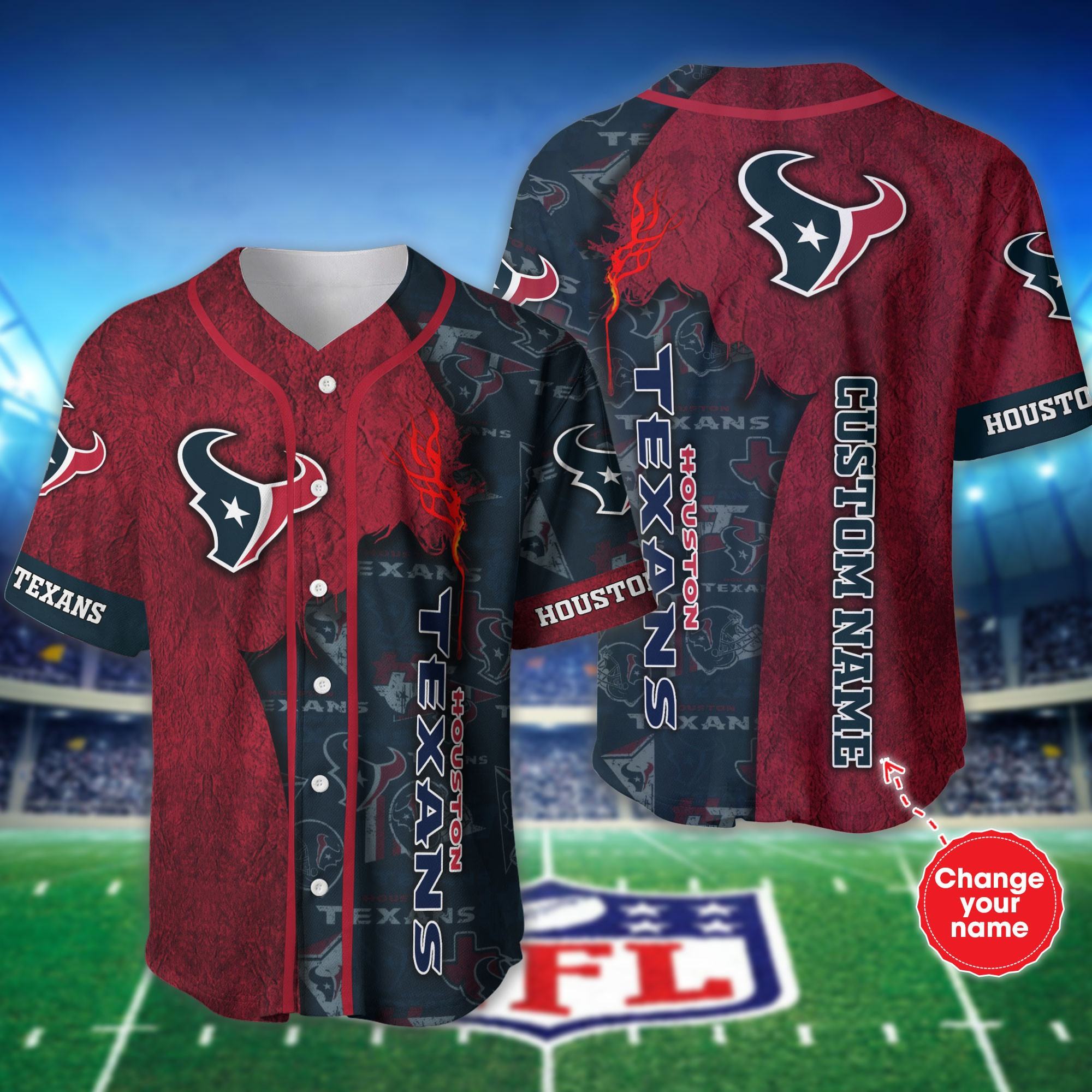 Personalized Maps Houston Texans NLF Baseball Jersey Shirt For Fans