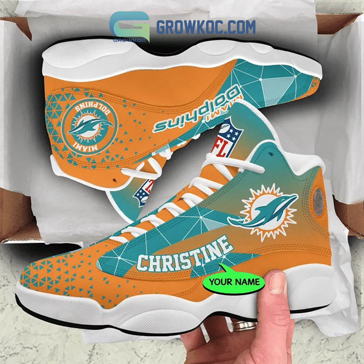 Personalized Miami Dolphins JD13 Sneakers Shoes for Men & Women | Custom Fan Gift