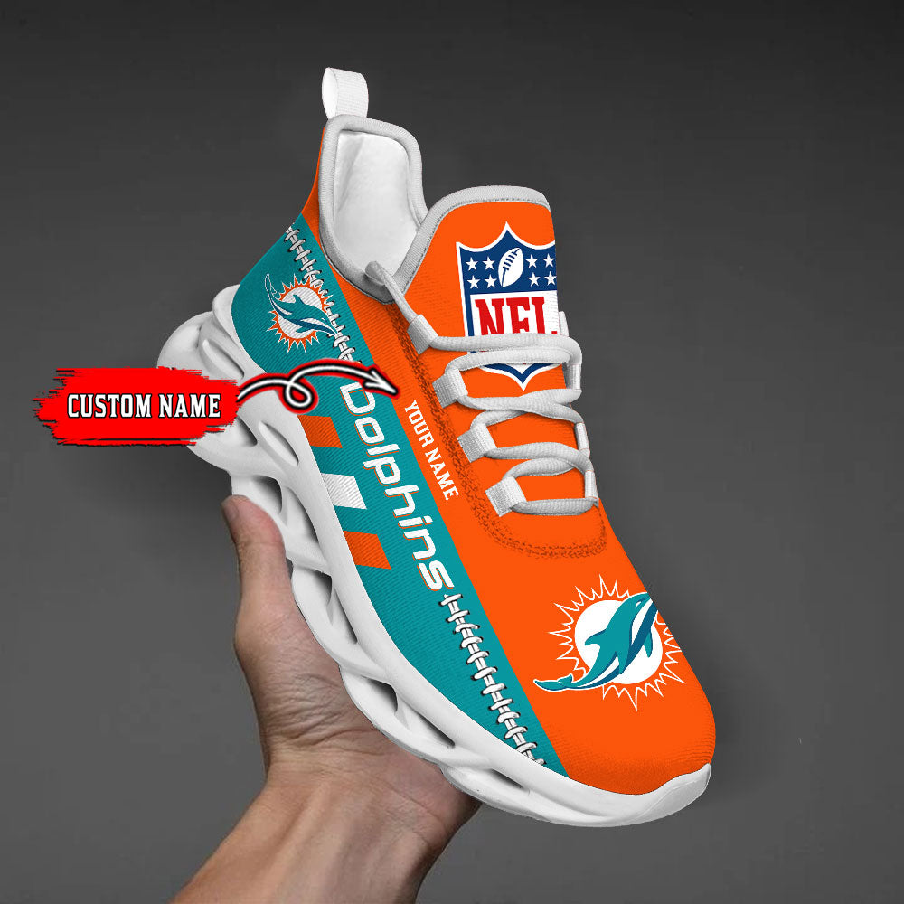 Personalized Miami Dolphins Max Soul Shoes Sneakers for Men And Women – NFL Football Fan Shoes, Team Sneakers