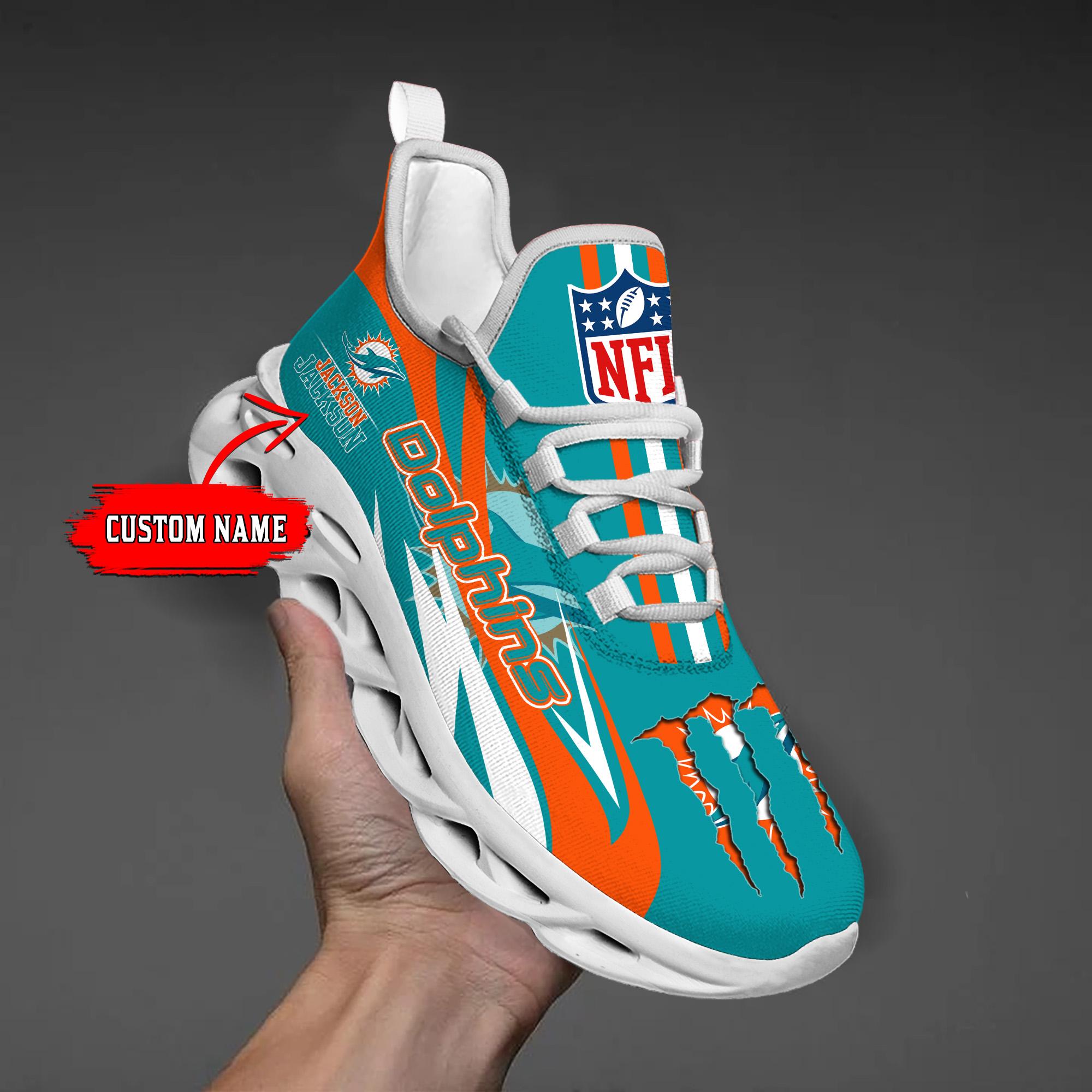 Personalized Miami Dolphins Max Soul Shoes Sneakers for Men And Women – NFL Football Fan Shoes, Team Sneakers