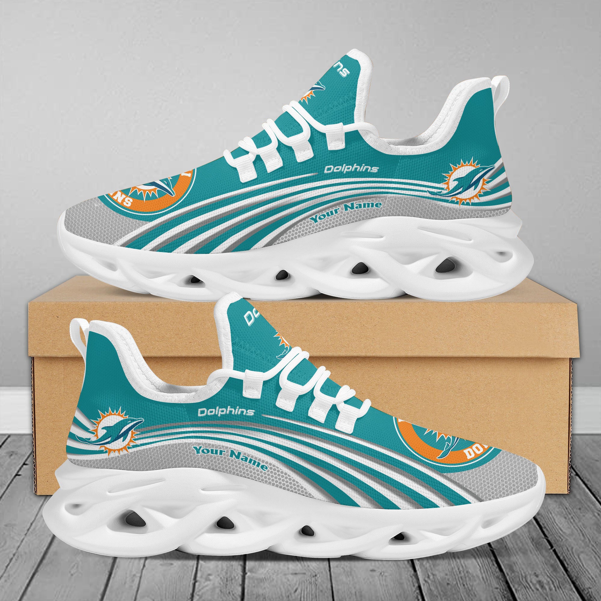 Personalized Miami Dolphins Max Soul Shoes Sneakers for Men And Women – NFL Football Fan Shoes, Team Sneakers