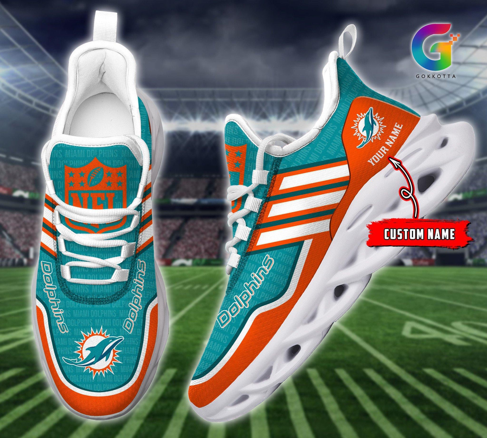 Personalized Miami Dolphins Max Soul Shoes Sneakers for Men And Women – NFL Football Fan Shoes, Team Sneakers