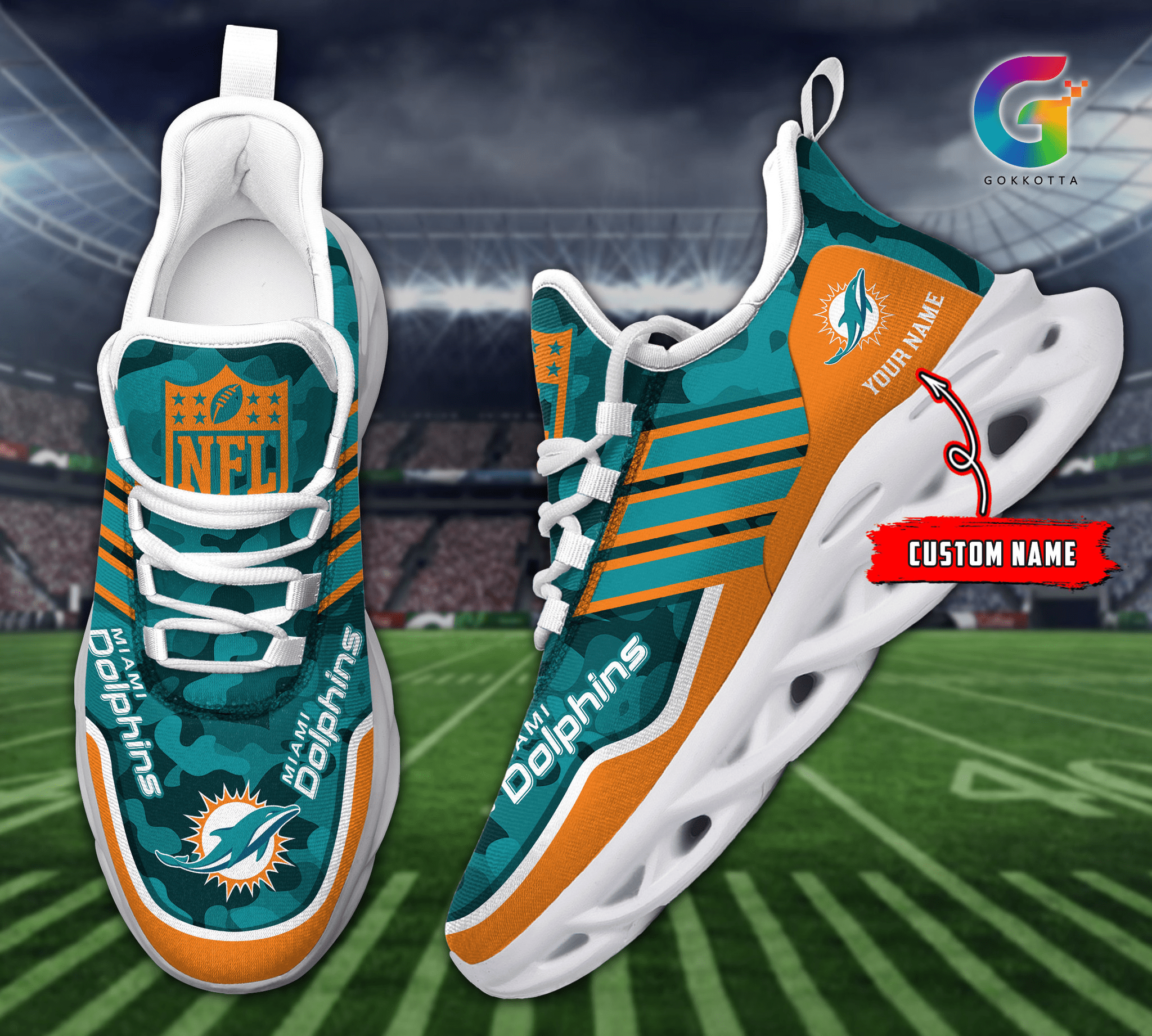 Personalized Miami Dolphins Max Soul Shoes Sneakers for Men And Women – NFL Football Fan Shoes, Team Sneakers