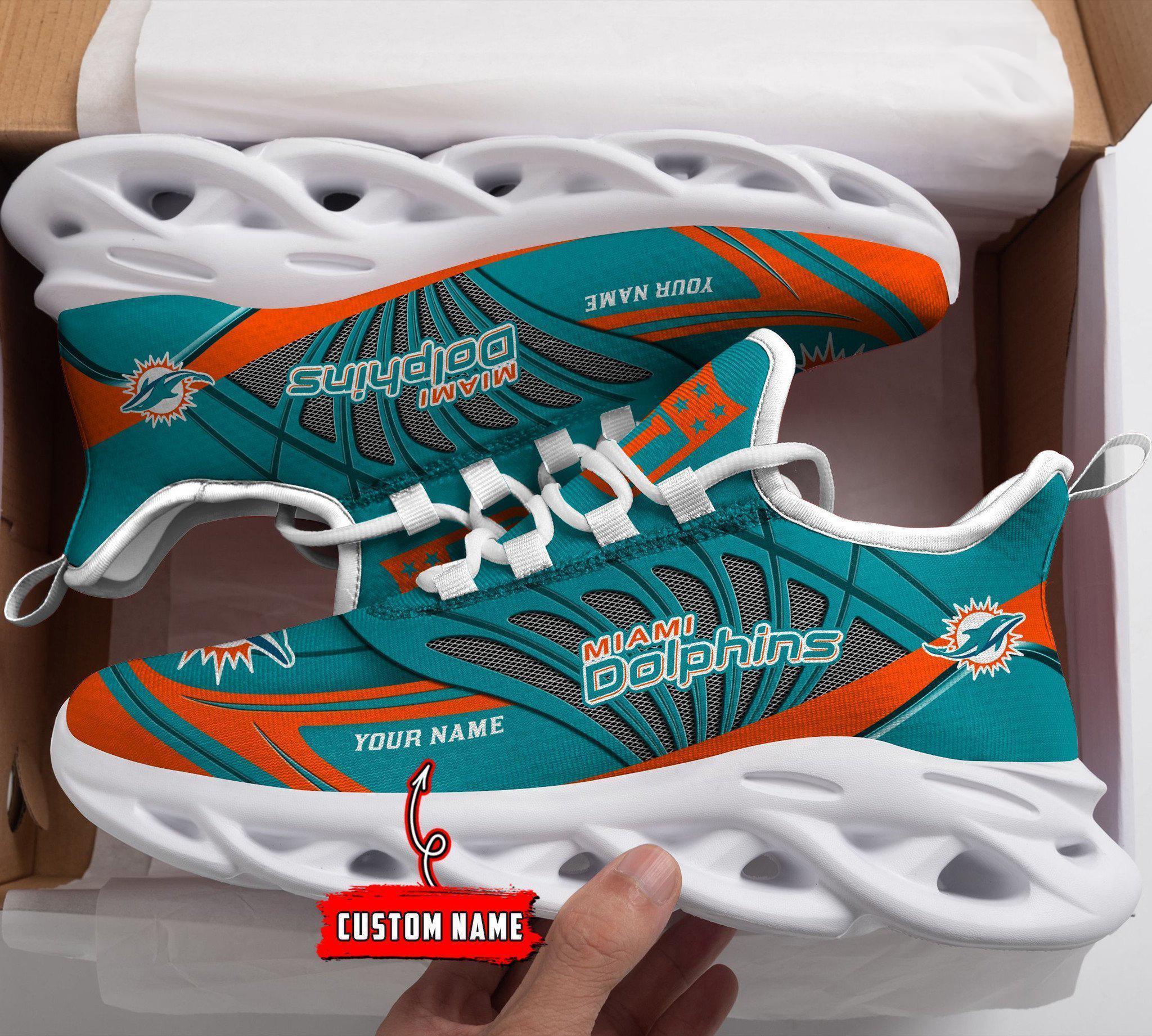 Personalized Miami Dolphins Max Soul Shoes Sneakers for Men And Women – NFL Football Fan Shoes, Team Sneakers