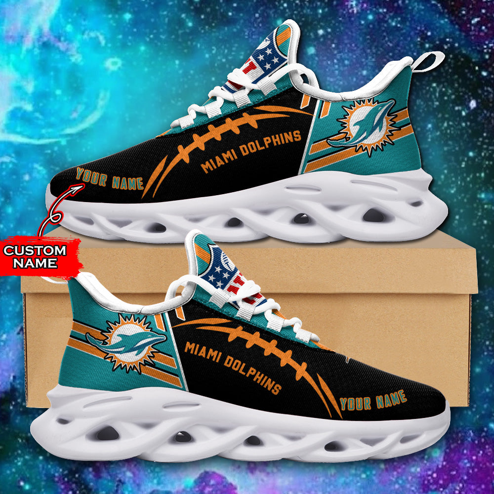 Personalized Miami Dolphins Max Soul Shoes Sneakers for Men And Women – NFL Football Fan Shoes, Team Sneakers