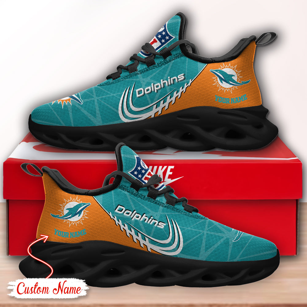 Personalized Miami Dolphins NFL Max Soul Shoes Sneakers for Men And Women – NFL Football Fan Shoes, Team Sneakers