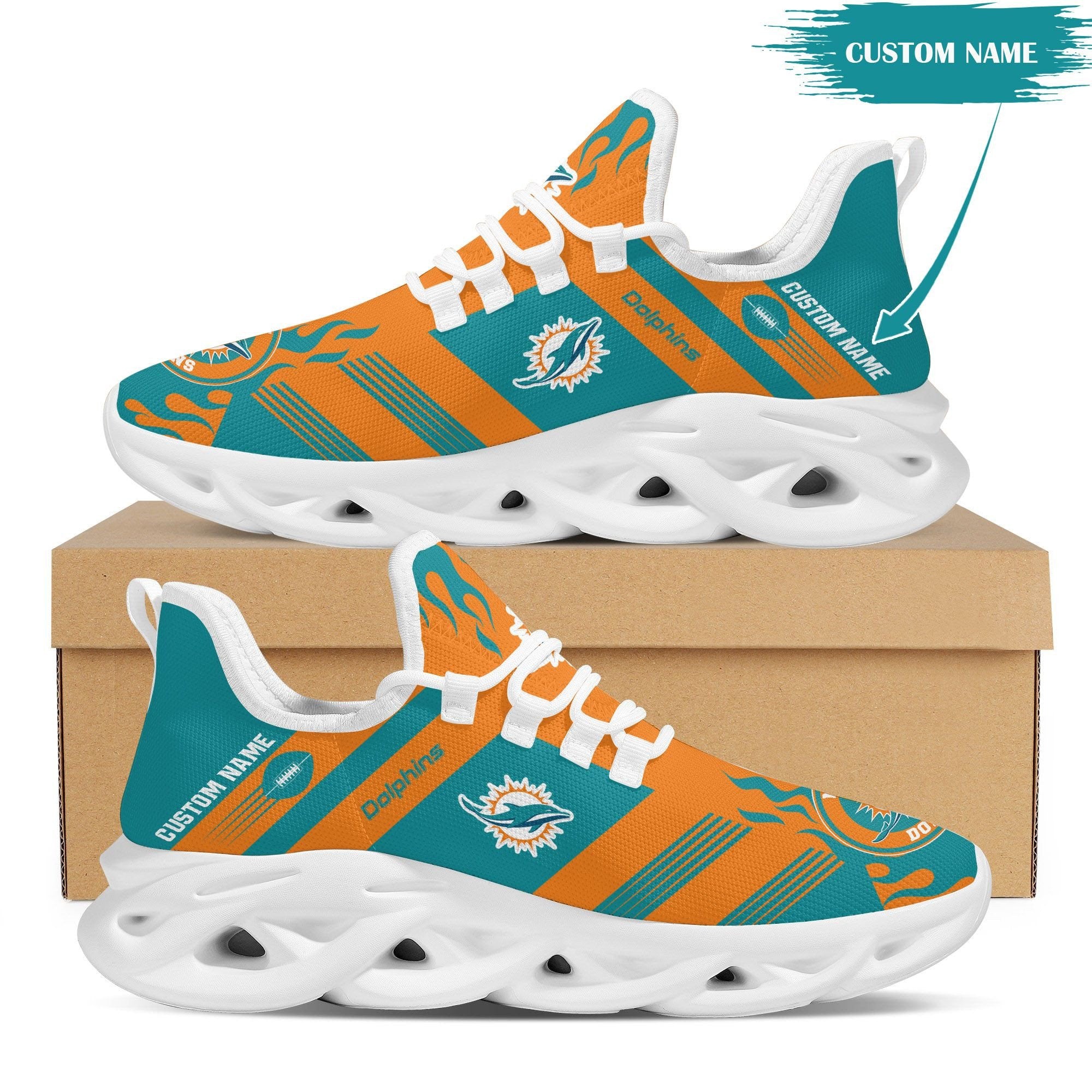 Personalized Miami Dolphins NFL Max Soul Shoes Sneakers for Men And Women – NFL Football Fan Shoes, Team Sneakers
