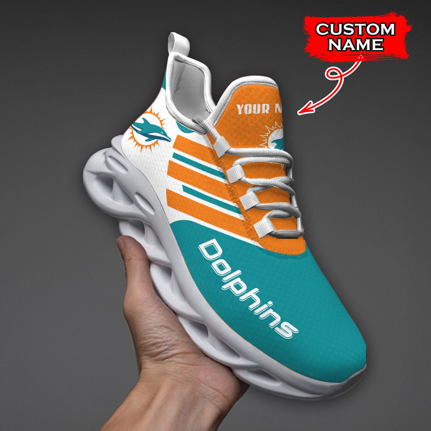 Personalized Miami Dolphins NFL Max Soul Shoes Sneakers for Men And Women – NFL Football Fan Shoes, Team Sneakers