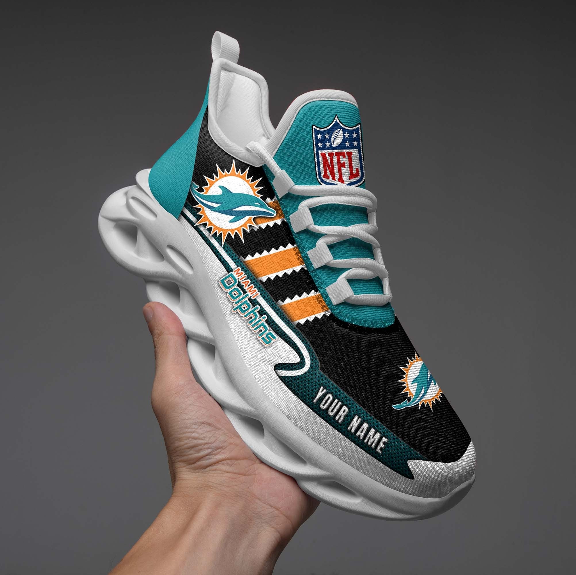 Personalized Miami Dolphins NFL Max Soul Shoes Sneakers for Men And Women – NFL Football Fan Shoes, Team Sneakers