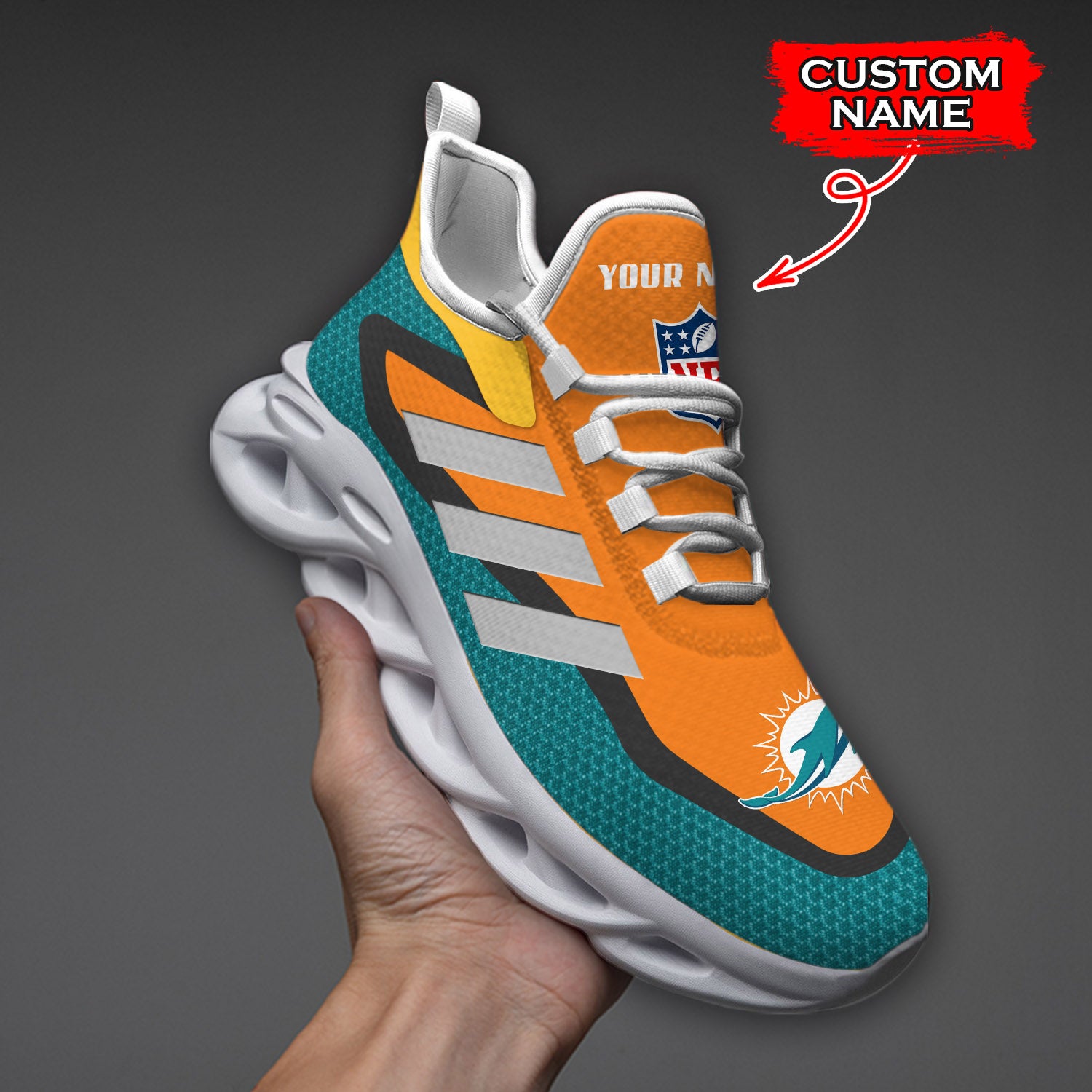 Personalized Miami Dolphins NFL Max Soul Shoes Sneakers for Men And Women – NFL Football Fan Shoes, Team Sneakers