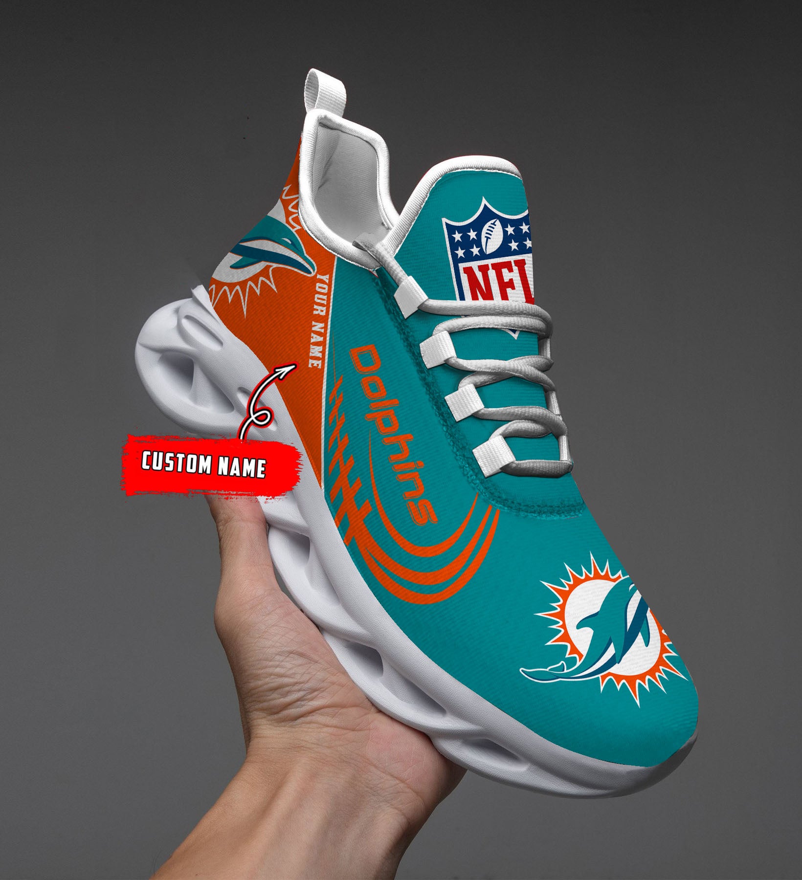 Personalized Miami Dolphins NFL Max Soul Shoes Sneakers for Men And Women – NFL Football Fan Shoes, Team Sneakers