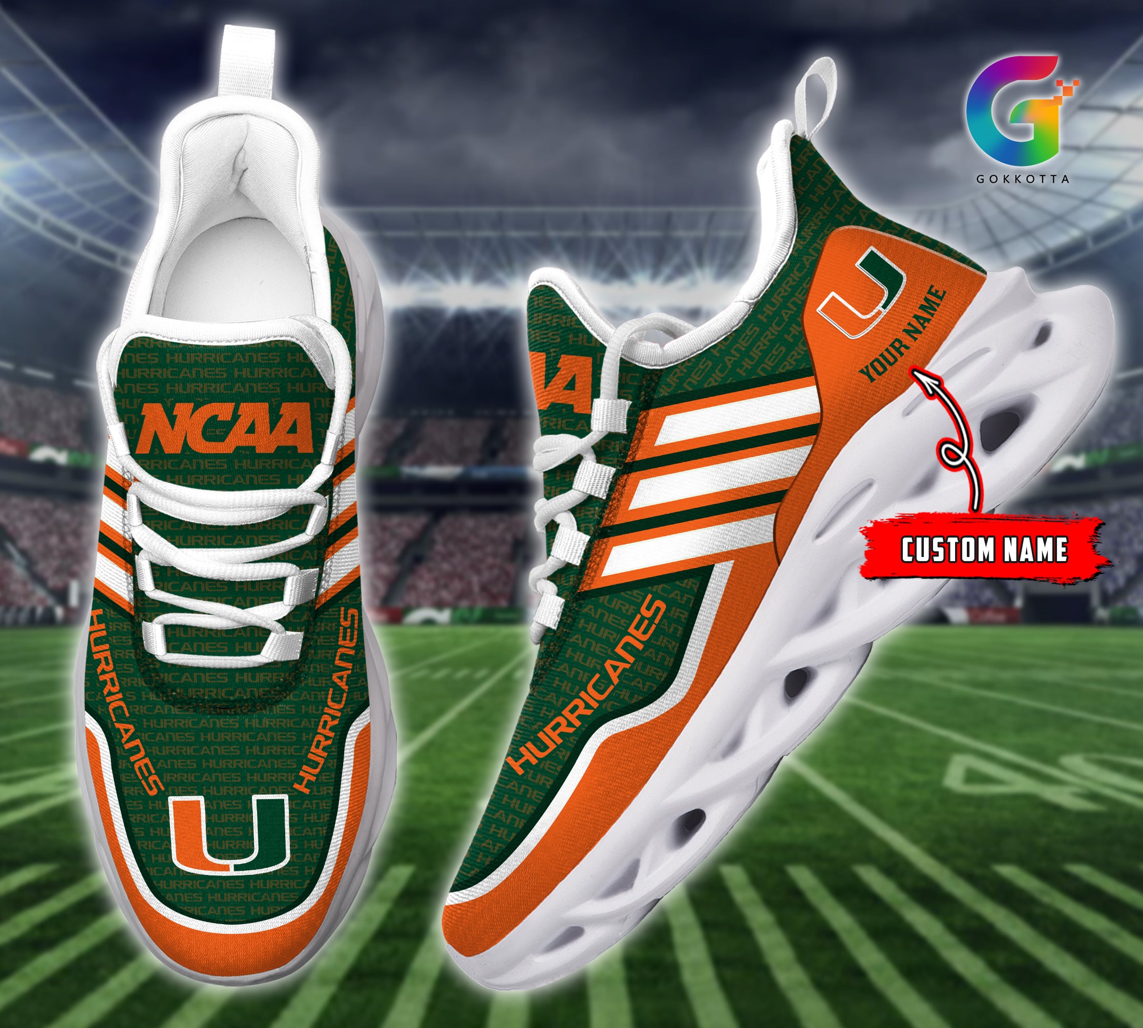 Personalized Miami Hurricanes NCAA Max Soul Shoes Sneakers for Men And Women – NCAA Fan Shoes, Team Sneakers