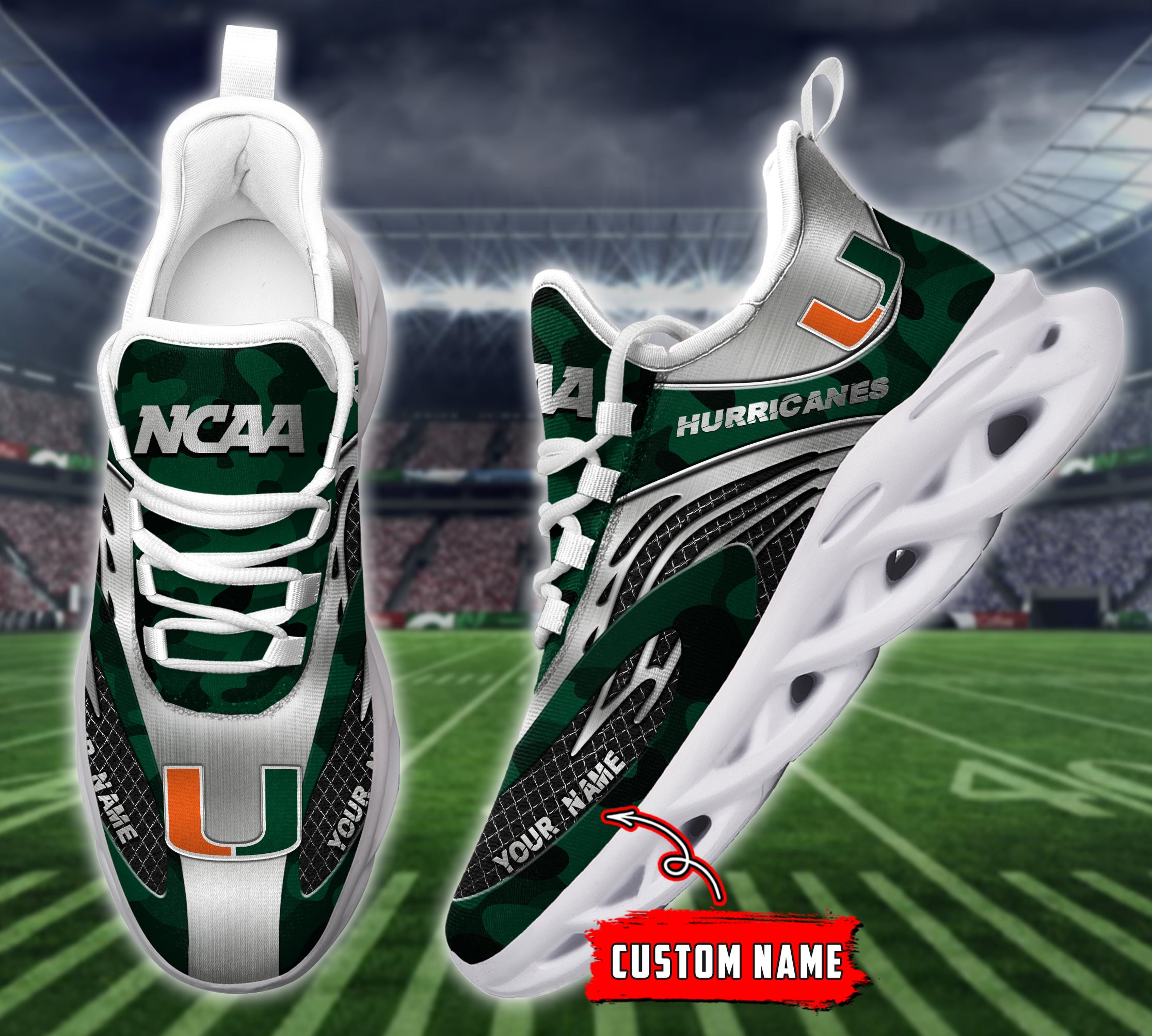 Personalized Miami Hurricanes NCAA Max Soul Shoes Sneakers for Men And Women – NCAA Fan Shoes, Team Sneakers