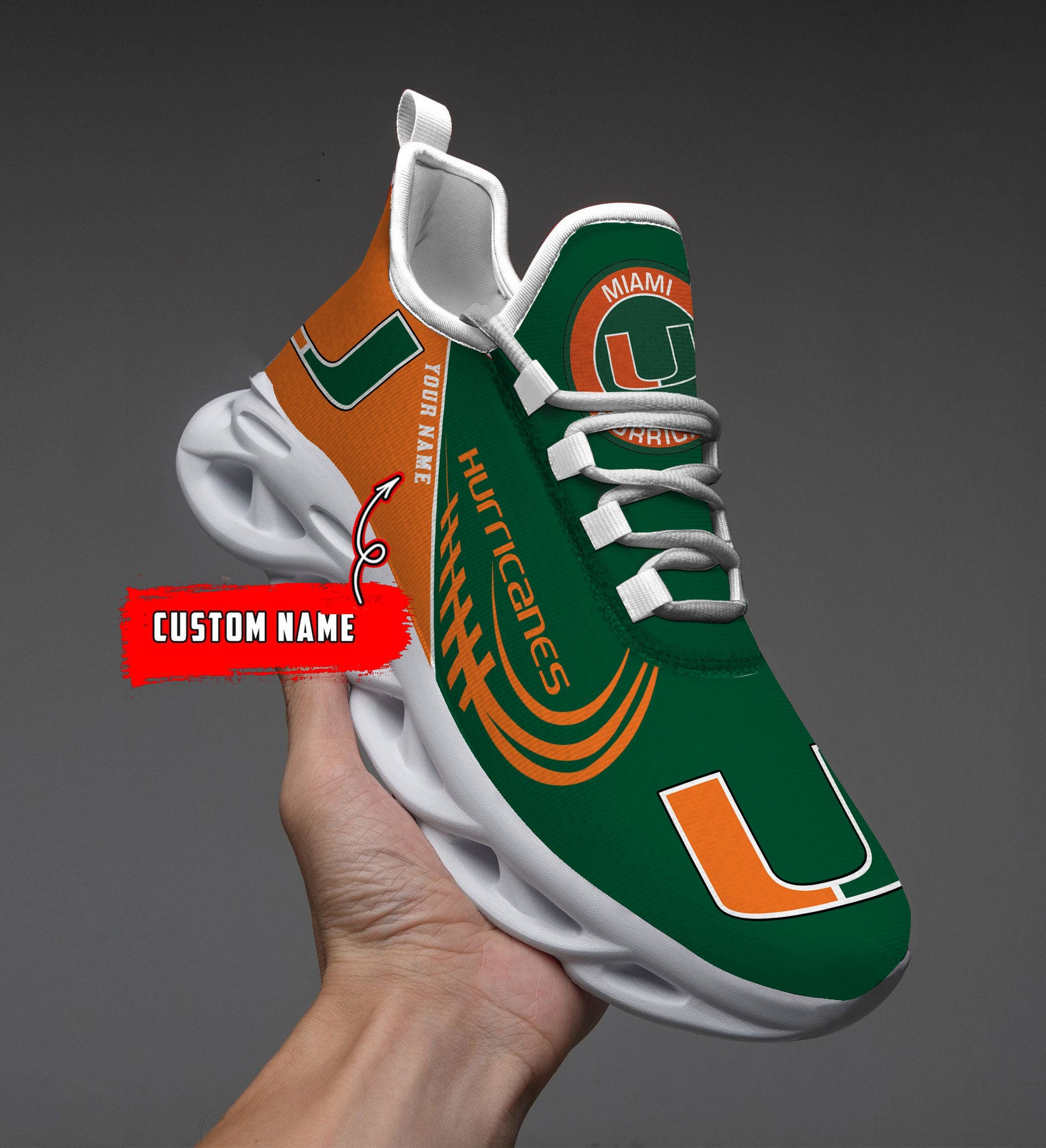 Personalized Miami Hurricanes NCAA Max Soul Shoes Sneakers for Men And Women – NCAA Fan Shoes, Team Sneakers