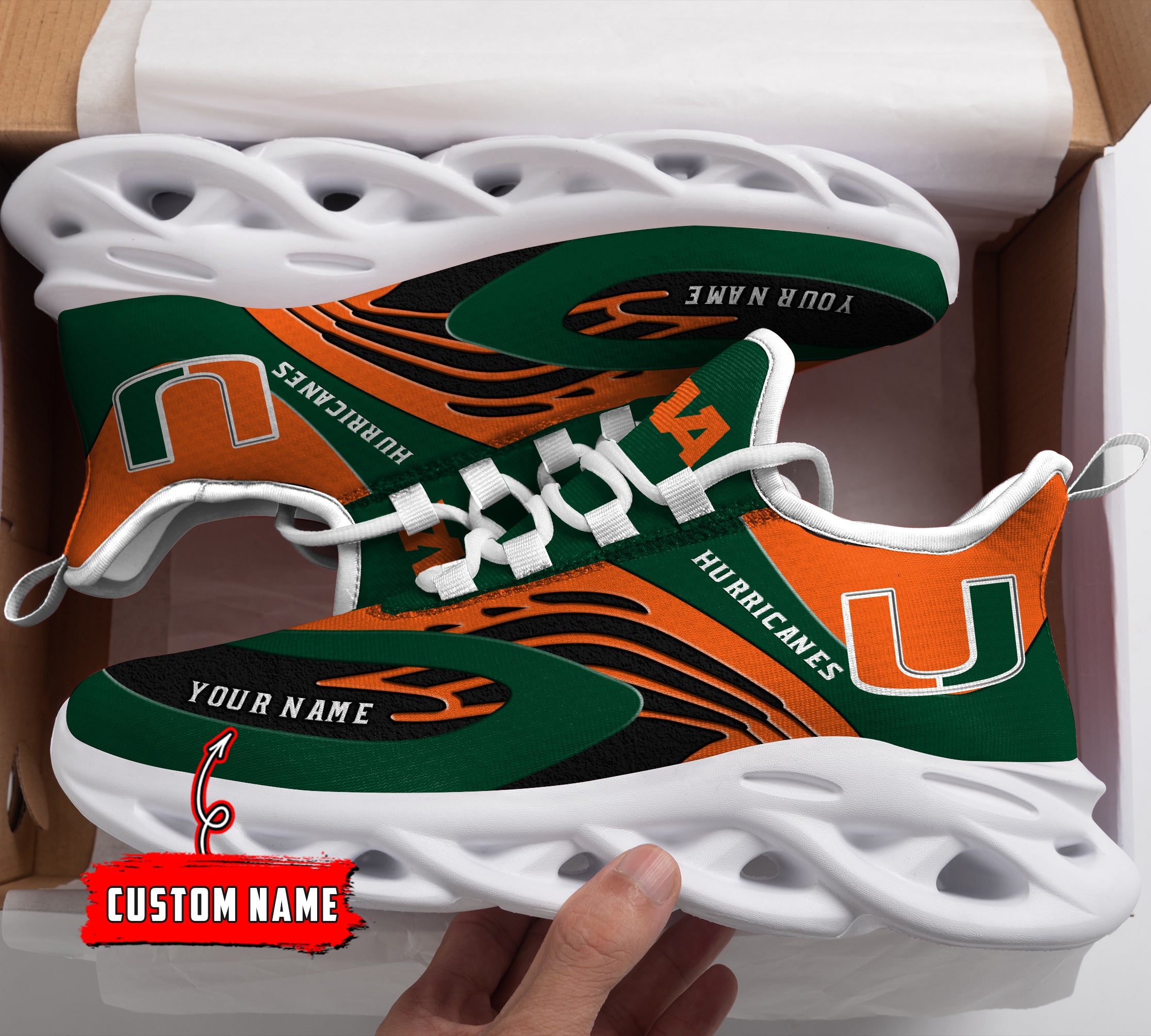 Personalized Miami Hurricanes NCAA Max Soul Shoes Sneakers for Men And Women – NCAA Fan Shoes, Team Sneakers - Image 3
