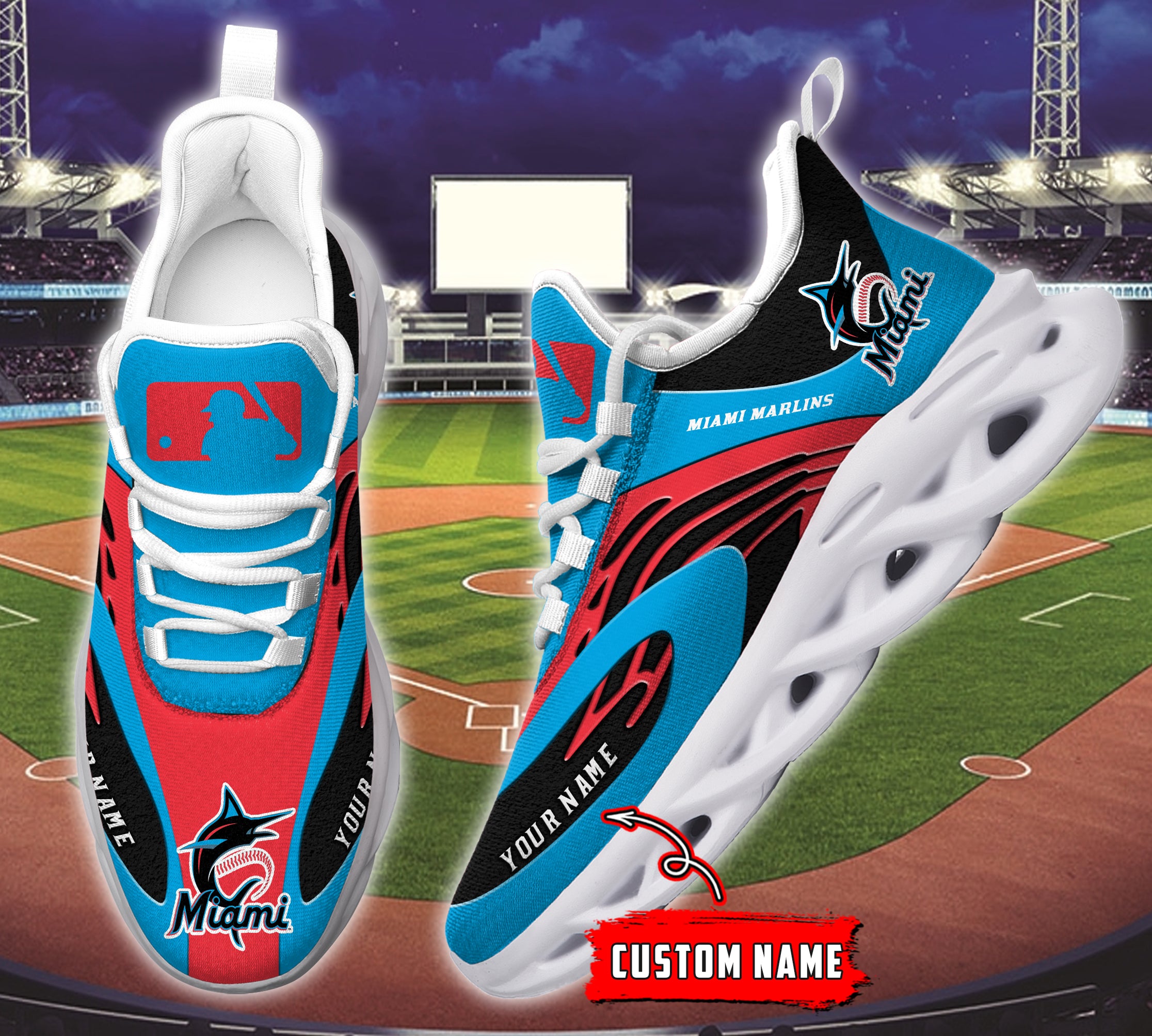 Personalized Miami Marlins MLB Max Soul Shoes Sneakers for Men And Women – MLB Baseball Fan Shoes, Team Sneakers