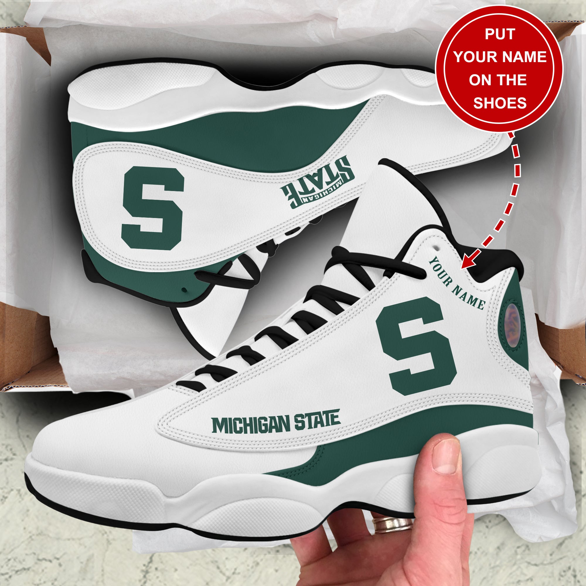 Personalized Michigan State Spartans JD13 Sneakers Shoes for Men & Women | Custom Fan Gift