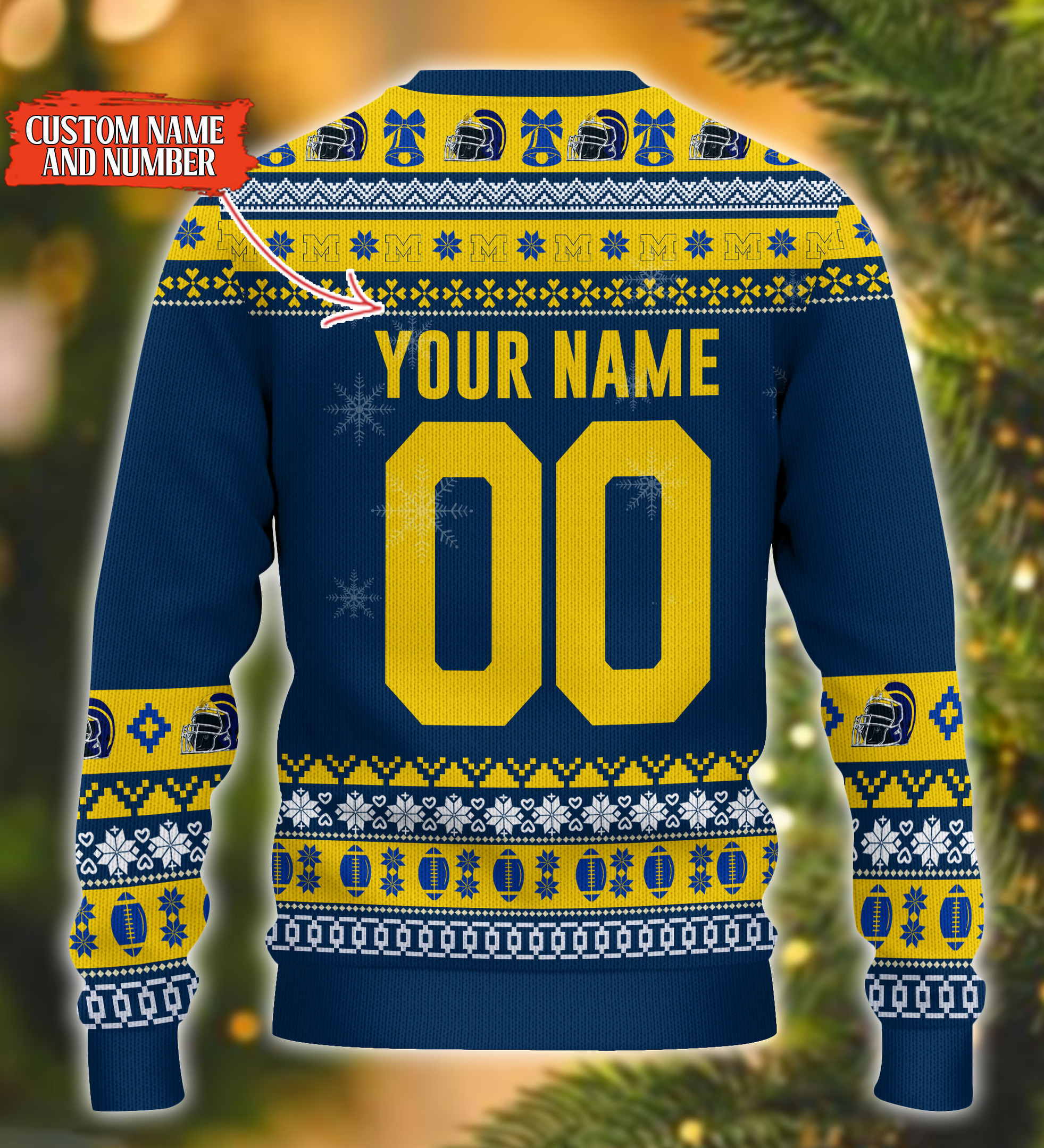 Personalized Michigan Wolverines Mickey Ugly Christmas Sweater - Image 3
