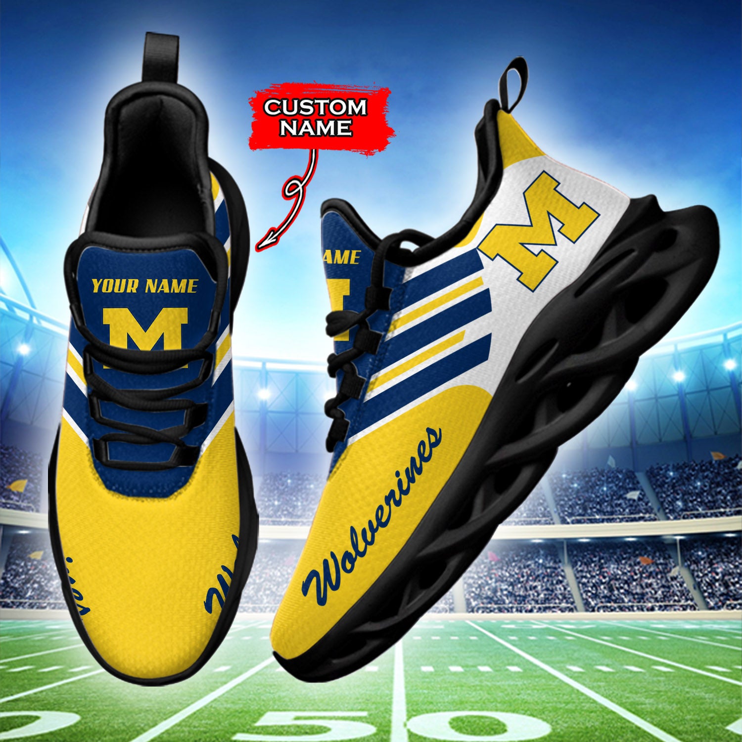 Personalized Michigan Wolverines NCAA Max Soul Shoes Sneakers for Men And Women – NCAA Fan Shoes, Team Sneakers - Image 3