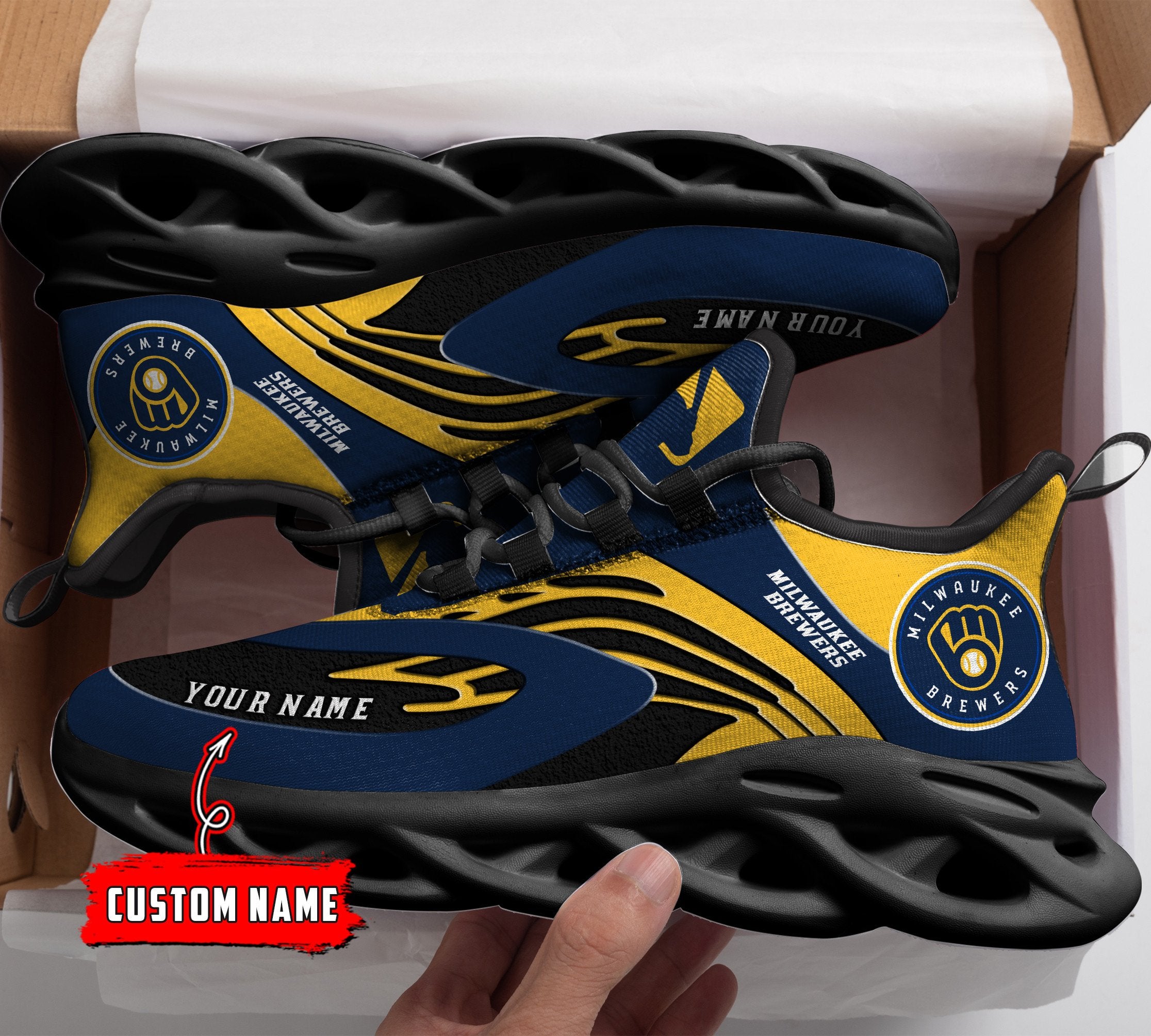 Personalized Milwaukee Brewers Max Soul Shoes Sneakers for Men And Women – MLB Baseball Fan Shoes, Team Sneakers - Image 3