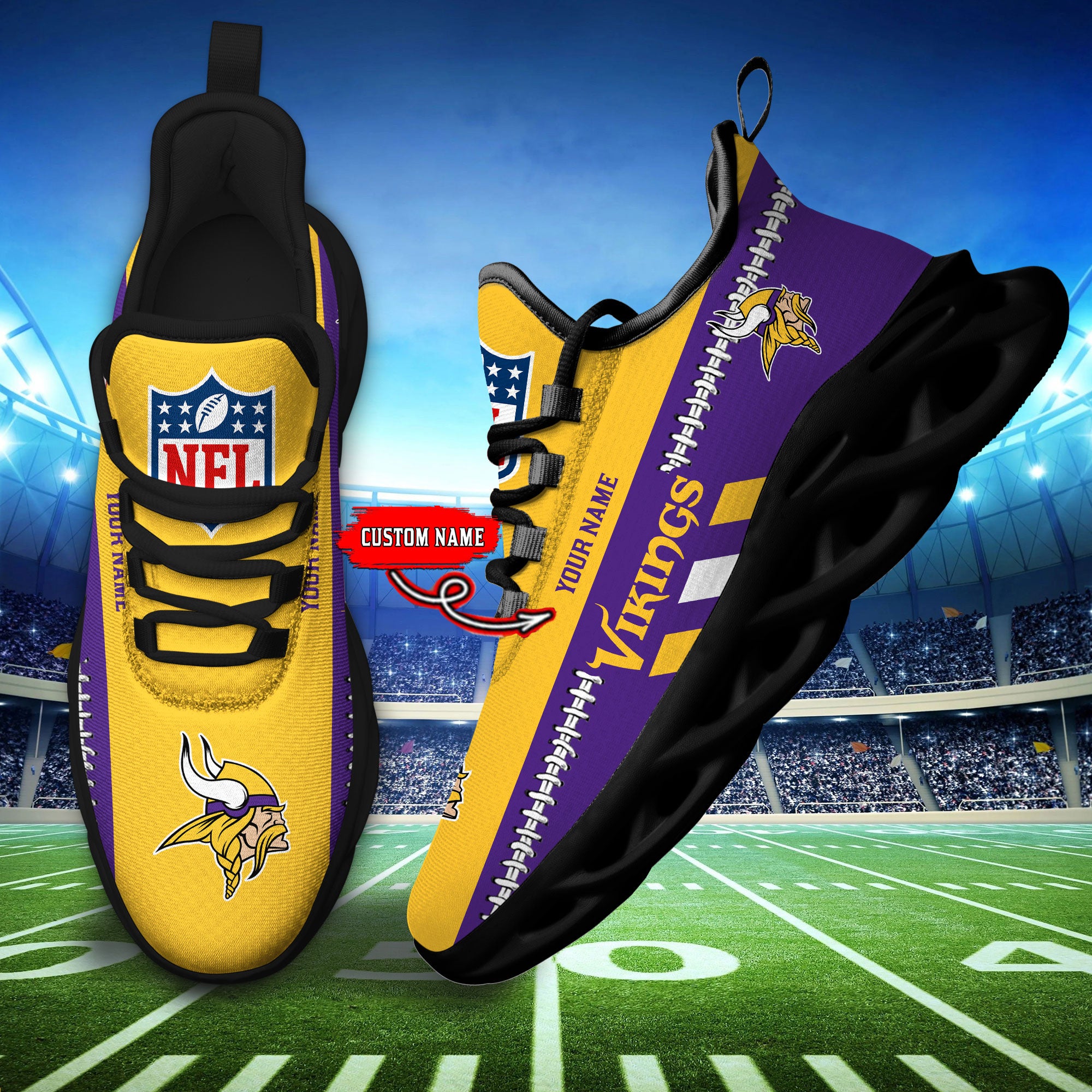 Personalized Minnesota Vikings Max Soul Shoes Sneakers for Men And Women – NFL Football Fan Shoes, Team Sneakers - Image 4