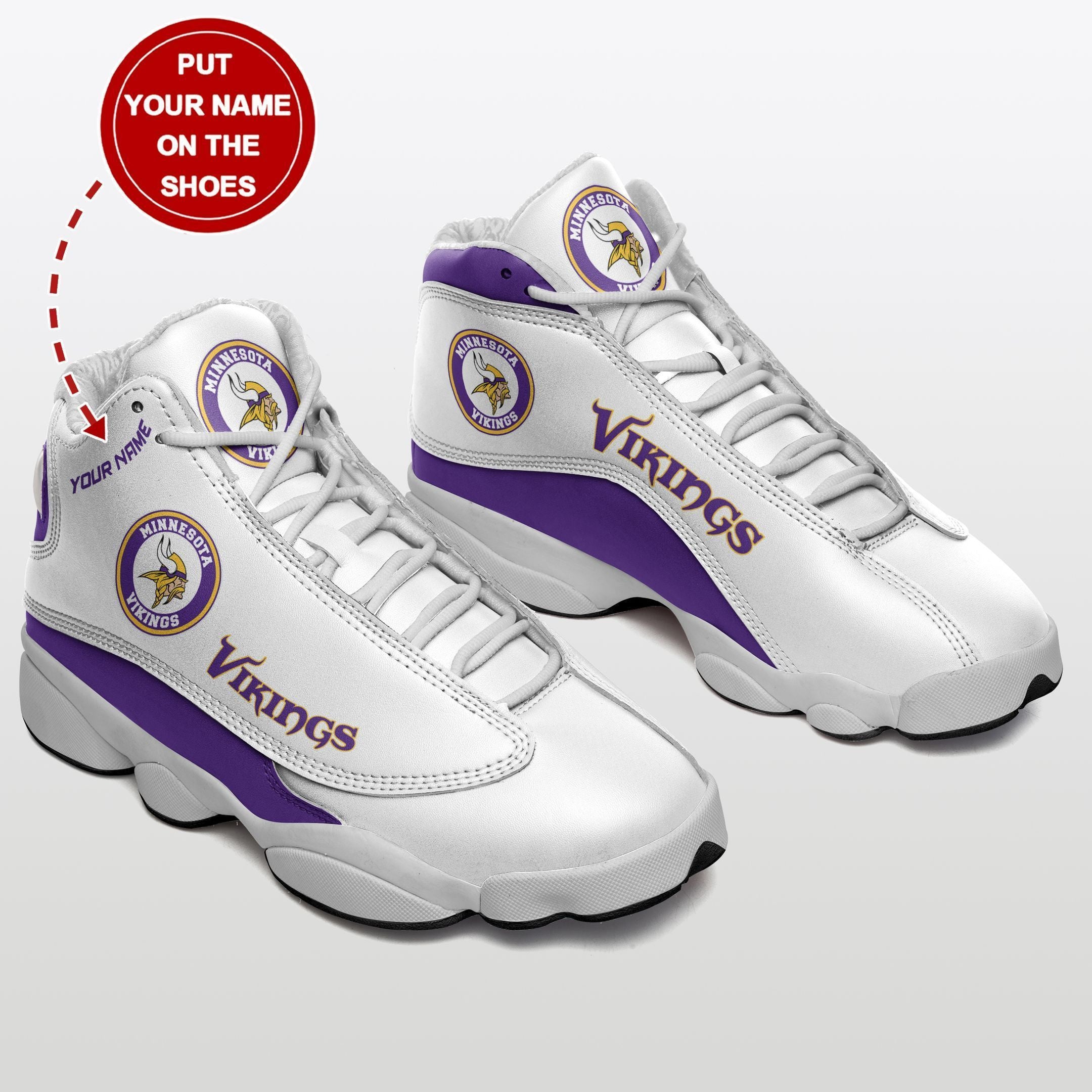 Personalized Minnesota Vikings NFL JD13 Sneakers Shoes for Men & Women | Custom Fan Gift