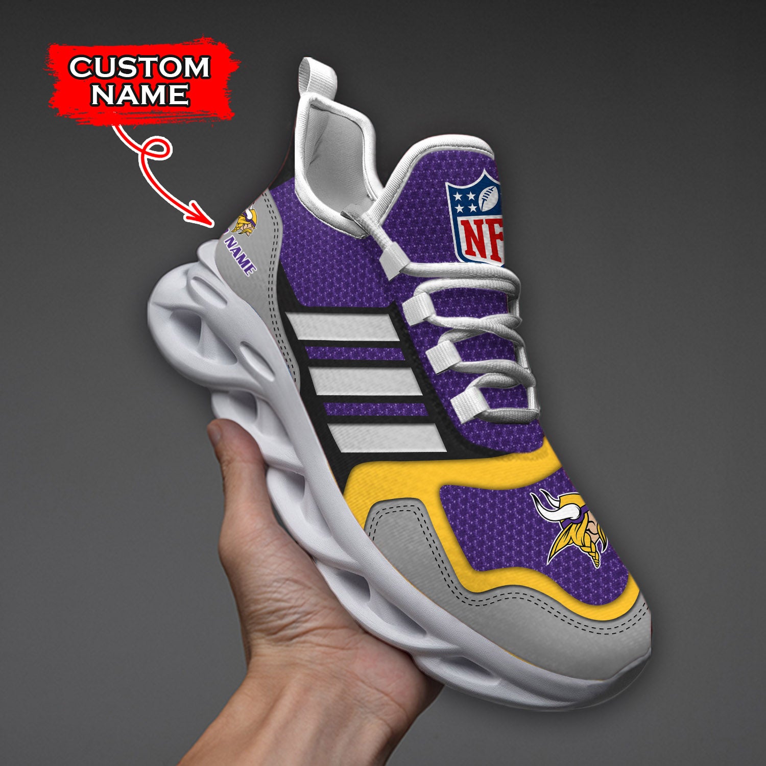 Personalized Minnesota Vikings NFL Max Soul Shoes Sneakers for Men And Women – NFL Football Fan Shoes, Team Sneakers