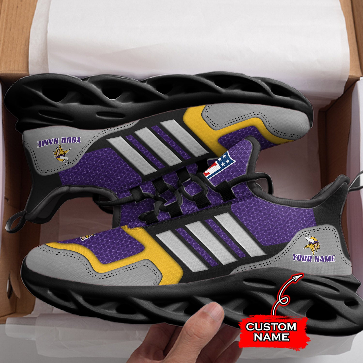 Personalized Minnesota Vikings NFL Max Soul Shoes Sneakers for Men And Women – NFL Football Fan Shoes, Team Sneakers - Image 4