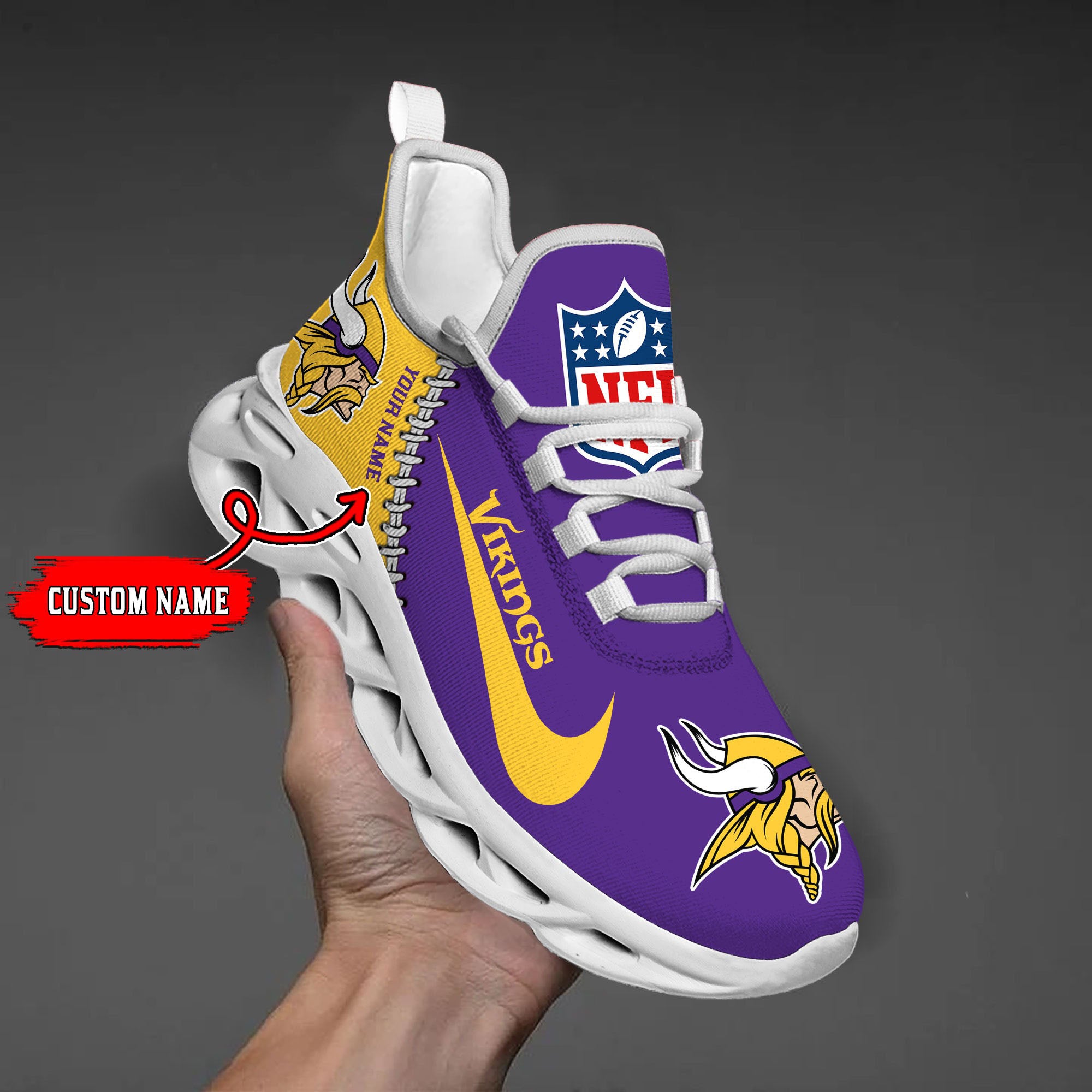 Personalized Minnesota Vikings NFL Max Soul Shoes Sneakers for Men And Women – NFL Football Fan Shoes, Team Sneakers